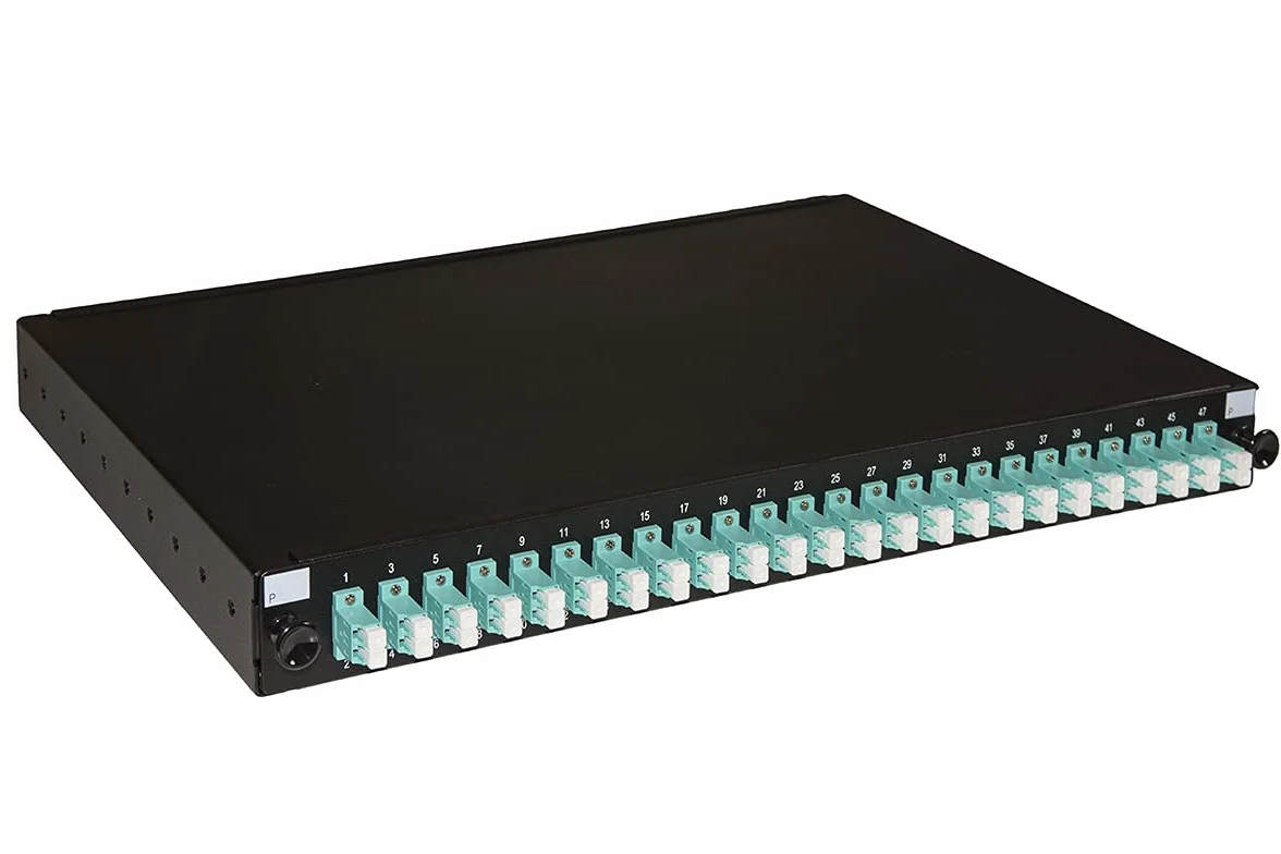 Pannello fibra ottica 19" 24 adattatori LC duplex OM3 250 mm czarny 43x27,5x4 cm LINK LK24FOLC3