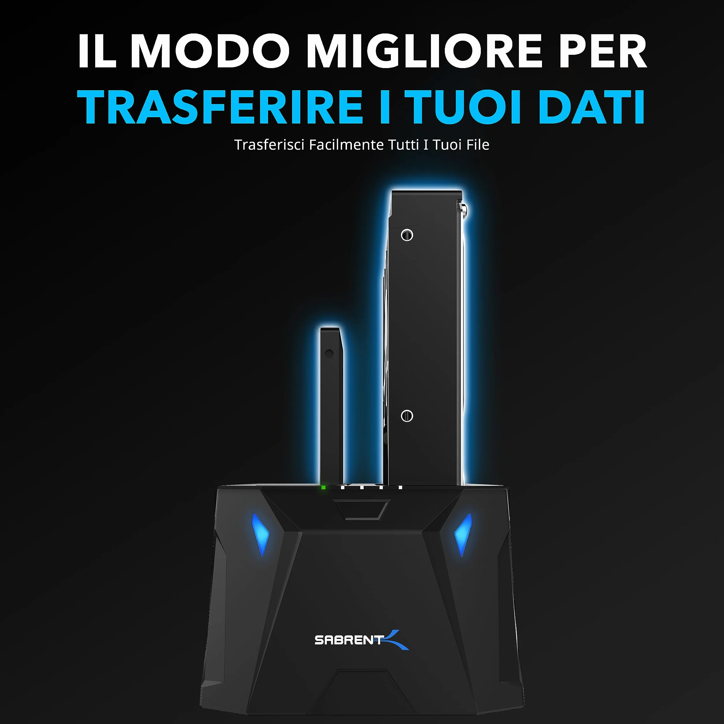 SABRENT Docking Station SSD/Hard Disk esterno/HDD 2.5/3.5 pollici, USB 3.0 Gen 1, 2 slot per SSD/HDD, con alimentatore, per SSD SATA fino a 22TB, con funzione clonatore di Hard Disk (EC-HD2B-EU)
