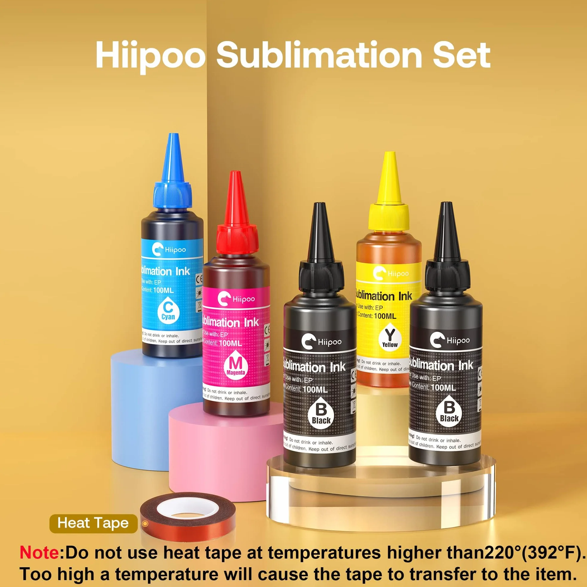 Hiipoo Ricarica di inchiostro a sublimazione da 500 ml per stampanti a getto d'inchiostro ET2400, ET-2720, ET-2760, ET-2800, ET-2803, ET-2850, ET-4800, ET-15000, ET-3760