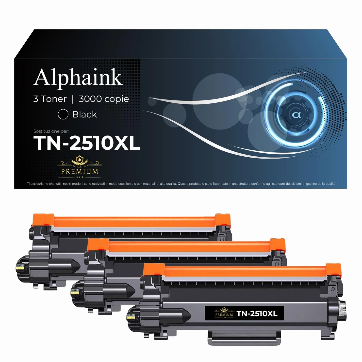alphaink 3 Toner Compatibili con Brother TN2510XL TN-2510XL con Chip 3.000 copie per DCP L2620DW L2627DWE L2627DWXL L2660DW L2665DW HL L2400DWE L2445DW MFC L2800DW L2827DW L2827DWXL L2835DW L2960DW