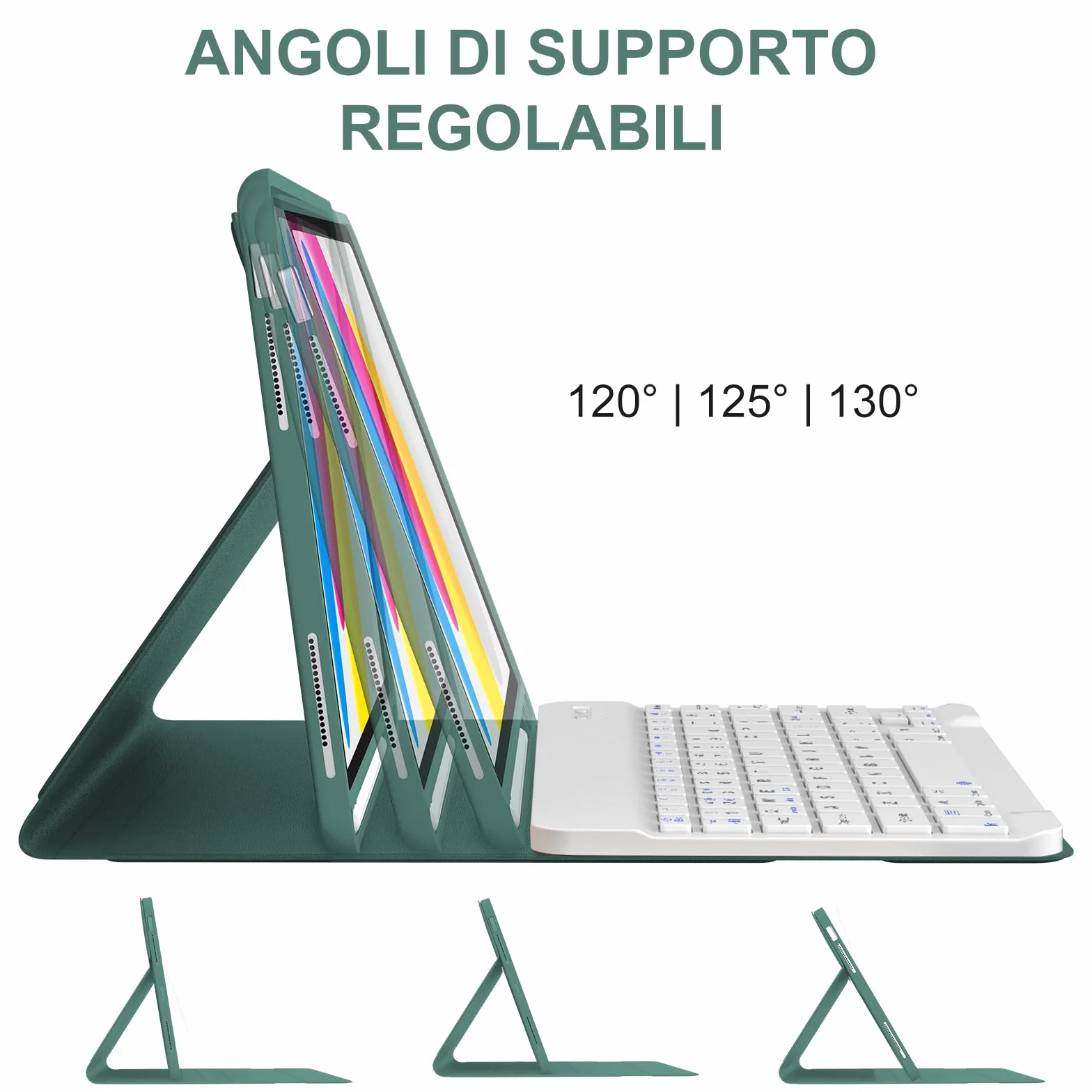 JADEMALL Tastiera per iPad 11 Generazione A16 11" 2025/10 Generazione 10.9" 2022, Italiano QWERTY Tastiera Bluetooth Staccabile per iPad A16 11/10 Generazione 2025/2022, Verde Scuro