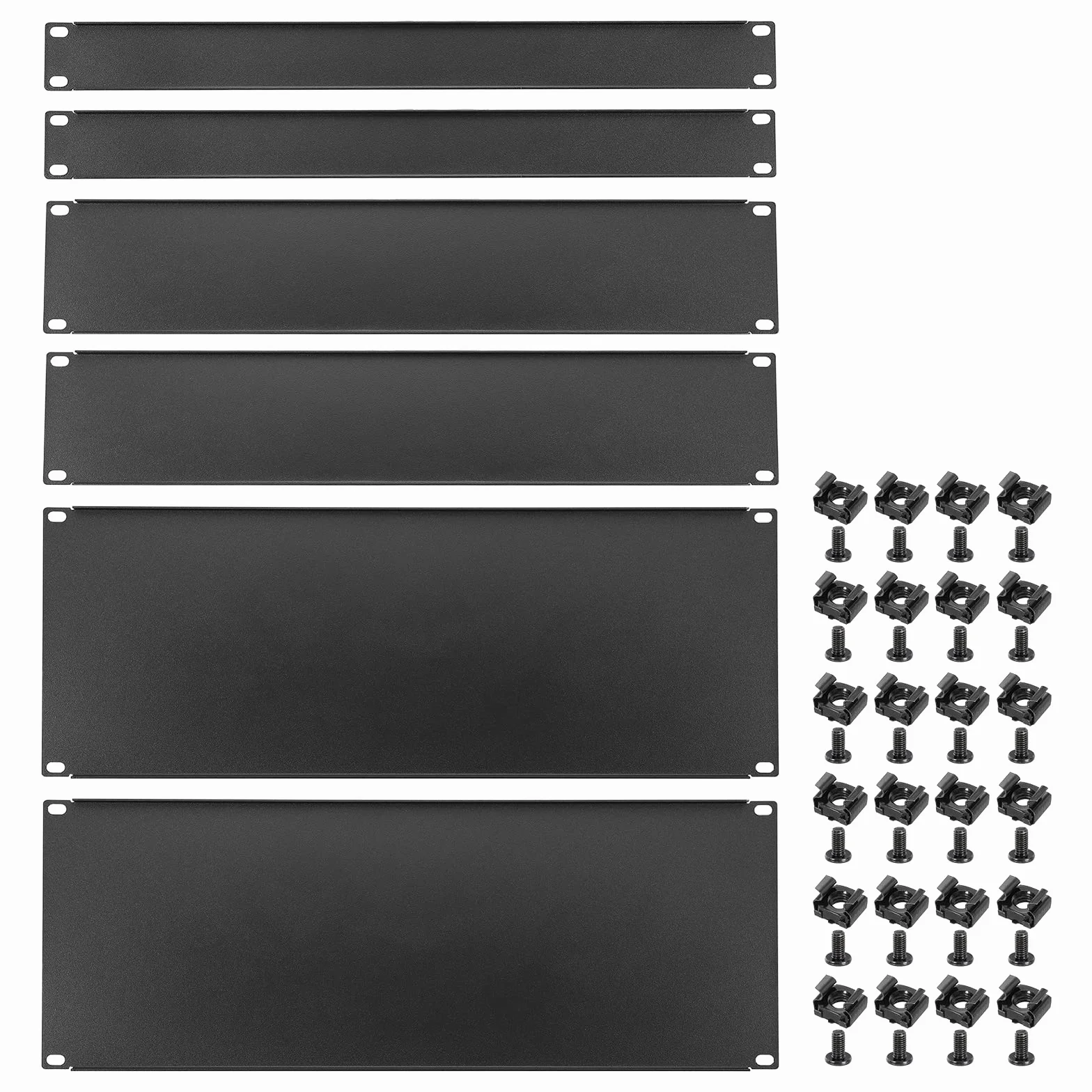 PATIKIL 1U,2U,4U Vuoto Pannello Metallo Cremagliera Montaggio, 19", 2 Set Riempimento Pannello Montaggio Distanziatore Cremagliera Cieca Pannello Kit per Involucro Server Cremagliera Nero