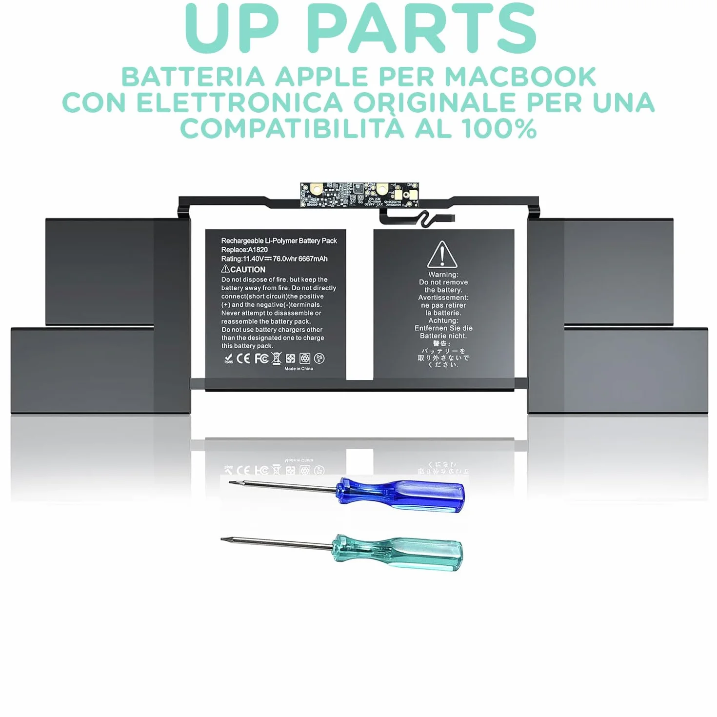 Batteria compatibile A1820 per Macbook Pro 15" A1707 (anno 2016, 2017) 11.4V 6660 mAh Kit Montaggio