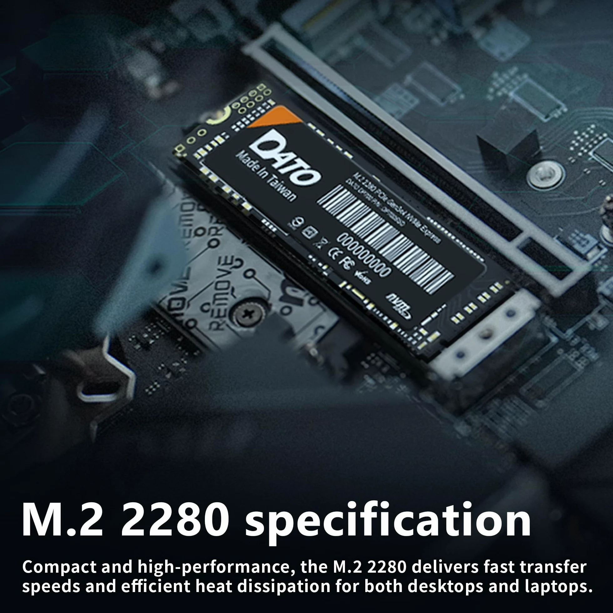 DATO Unità a stato solido interna SSD M.2 2280 PCIe Gen3x4 NVMe da 512 GB, fino a 2500/1700 MB/s, serie DP700