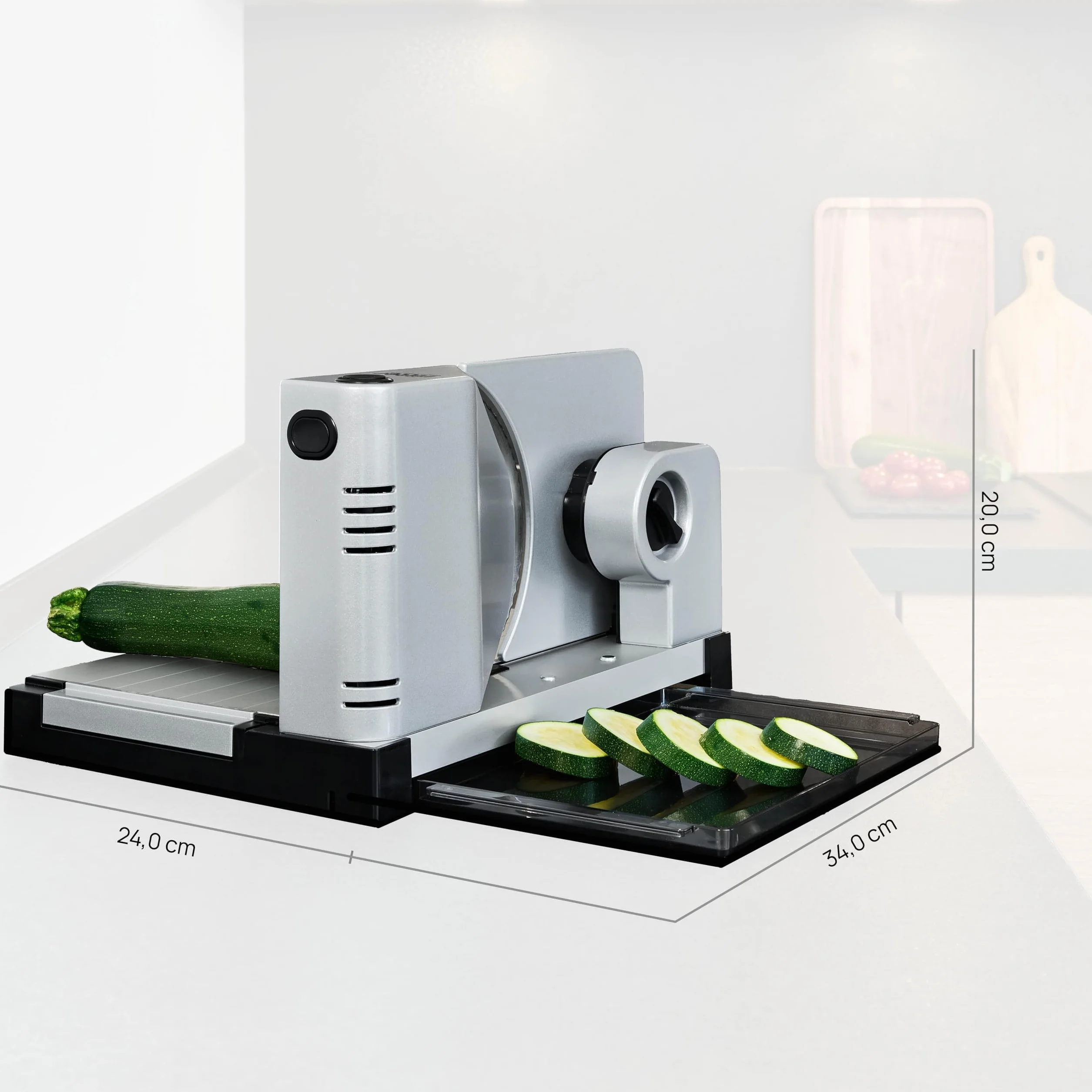 ritter icaro 7, affettatrice elettrica universale pieghevole e affettatrice per pane in metallo solido con motore ECO, Made in Germany