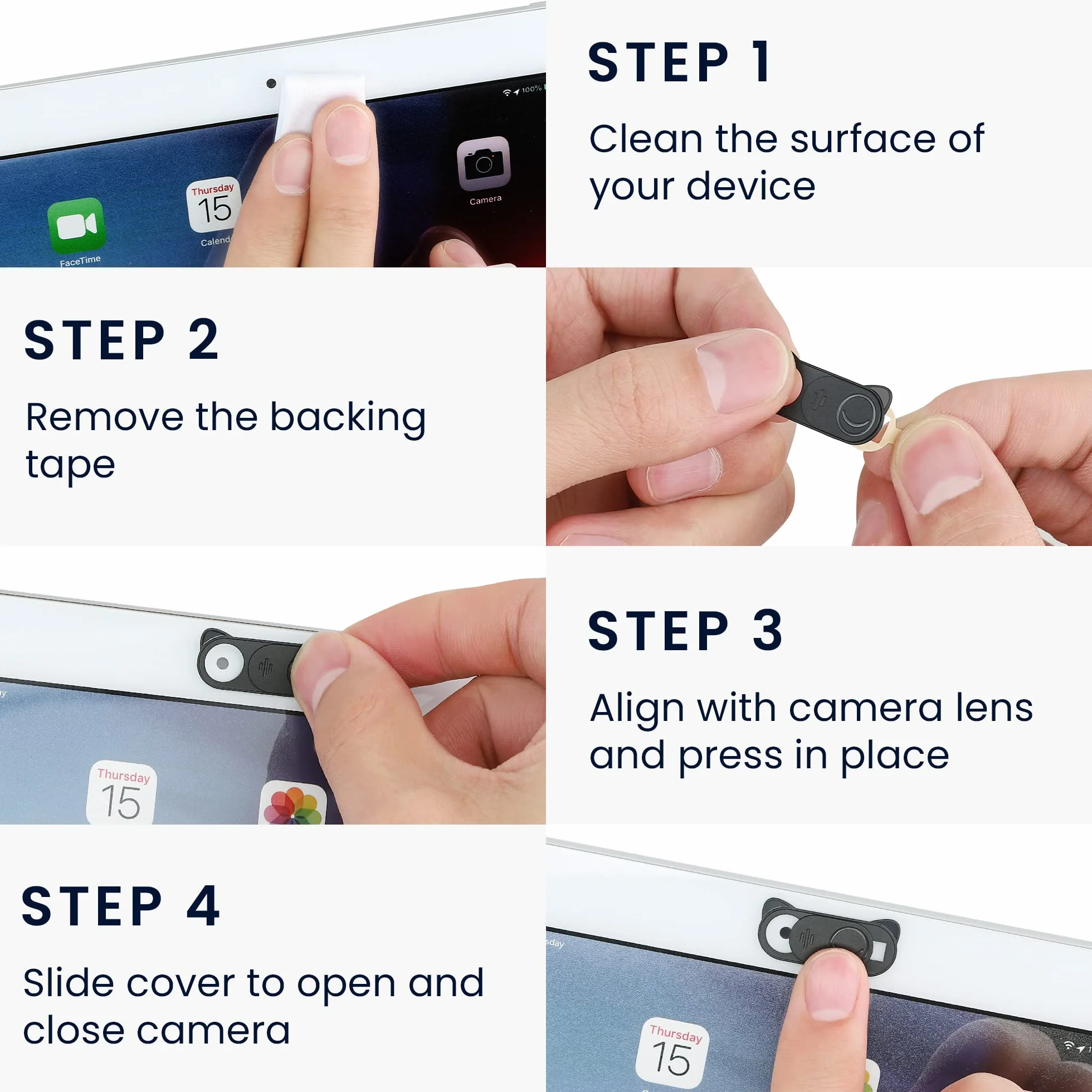 kwmobile Set 2X Webcam Cover Compatibile con Camera Cover - Copri Telecamera PC Tablet Notebook - Copertura Webcam Nero