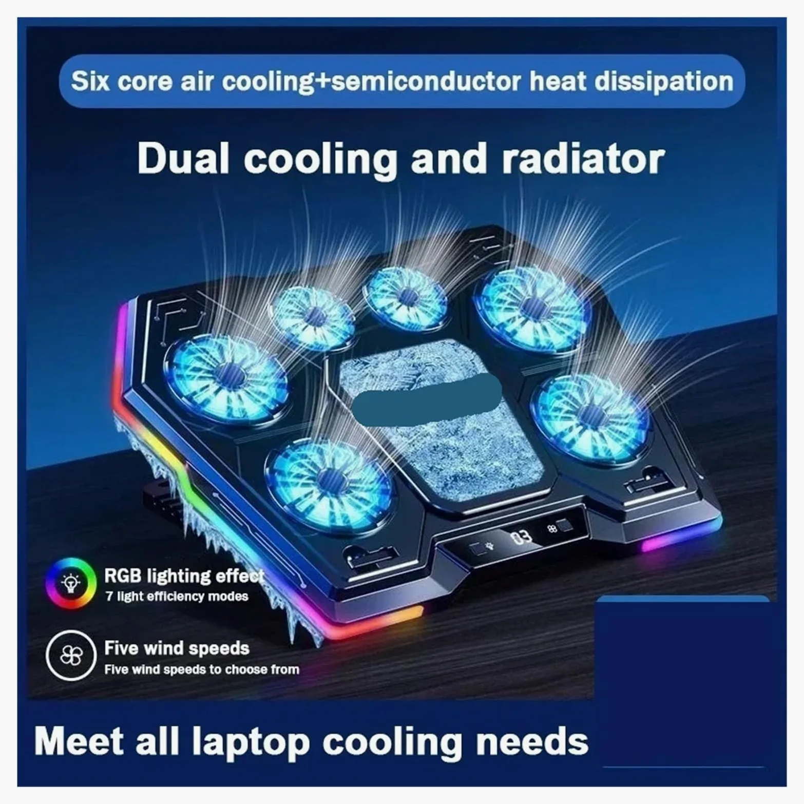 D13 Semiconductor Game Laptop Cooling Pad Staffa di Raffreddamento for Notebook con Schermo Pieghevole Regolabile A 8 Angoli for Computer da 12-21 ''(D13-AU)