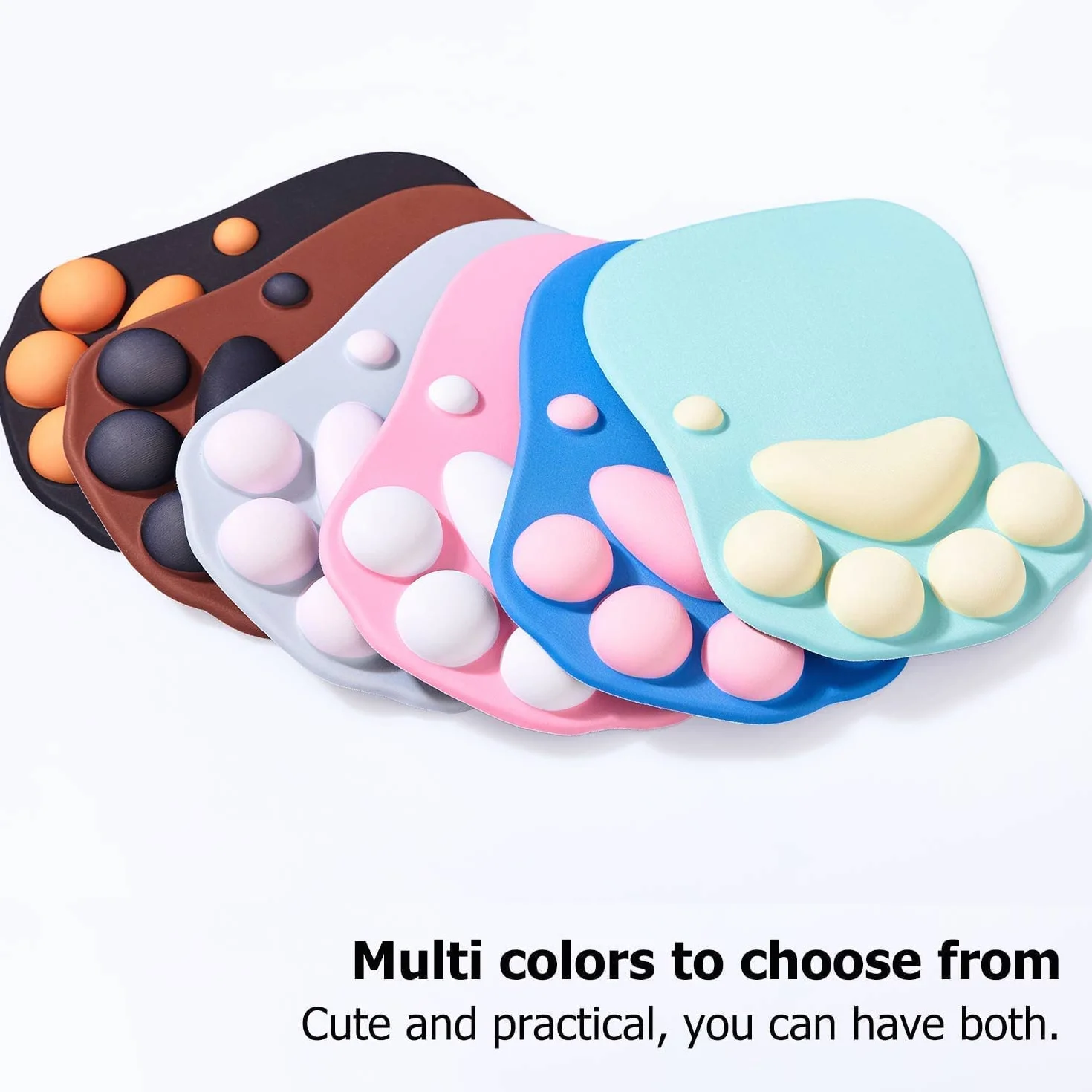Tappetino Mouse con Poggiapolsi, Mouse Pad Ergonomico, Tappetino per Mouse con Zampa di Gatto Carino, in Morbido Silicone, Base Antiscivolo, per casa/ufficio/gioco, Blu e Rosa