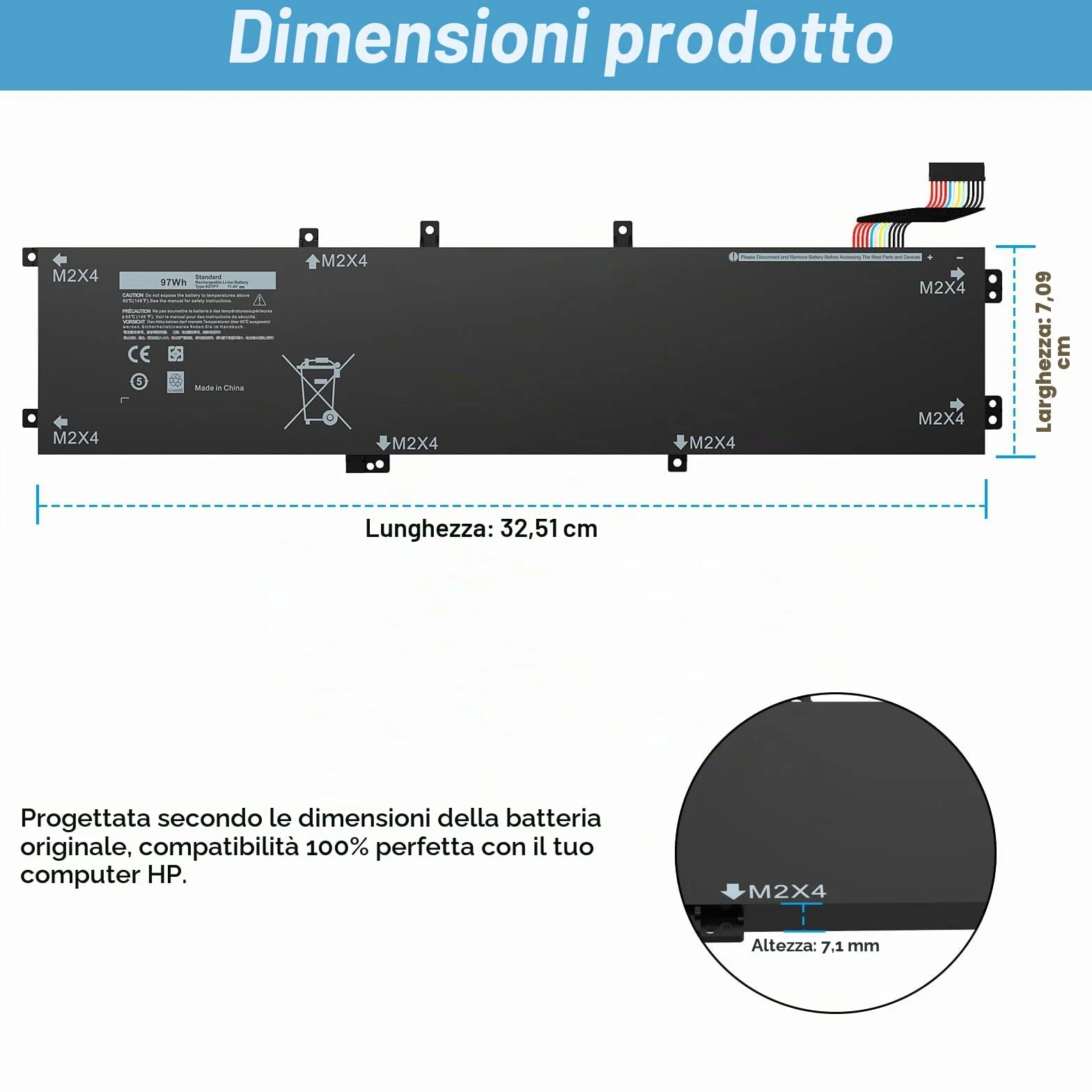 6GTPY 11.4V 97Wh Batteria di ricambio per laptop Dell XPS 15-9560 15-9550 15-9570 15-7590 Precision 5520 5530 5540 5510 Vostro 7500 4GVGH 1P6KD 5XJ28 GPM03 P56F Sostituzione per Dell XPS 9560