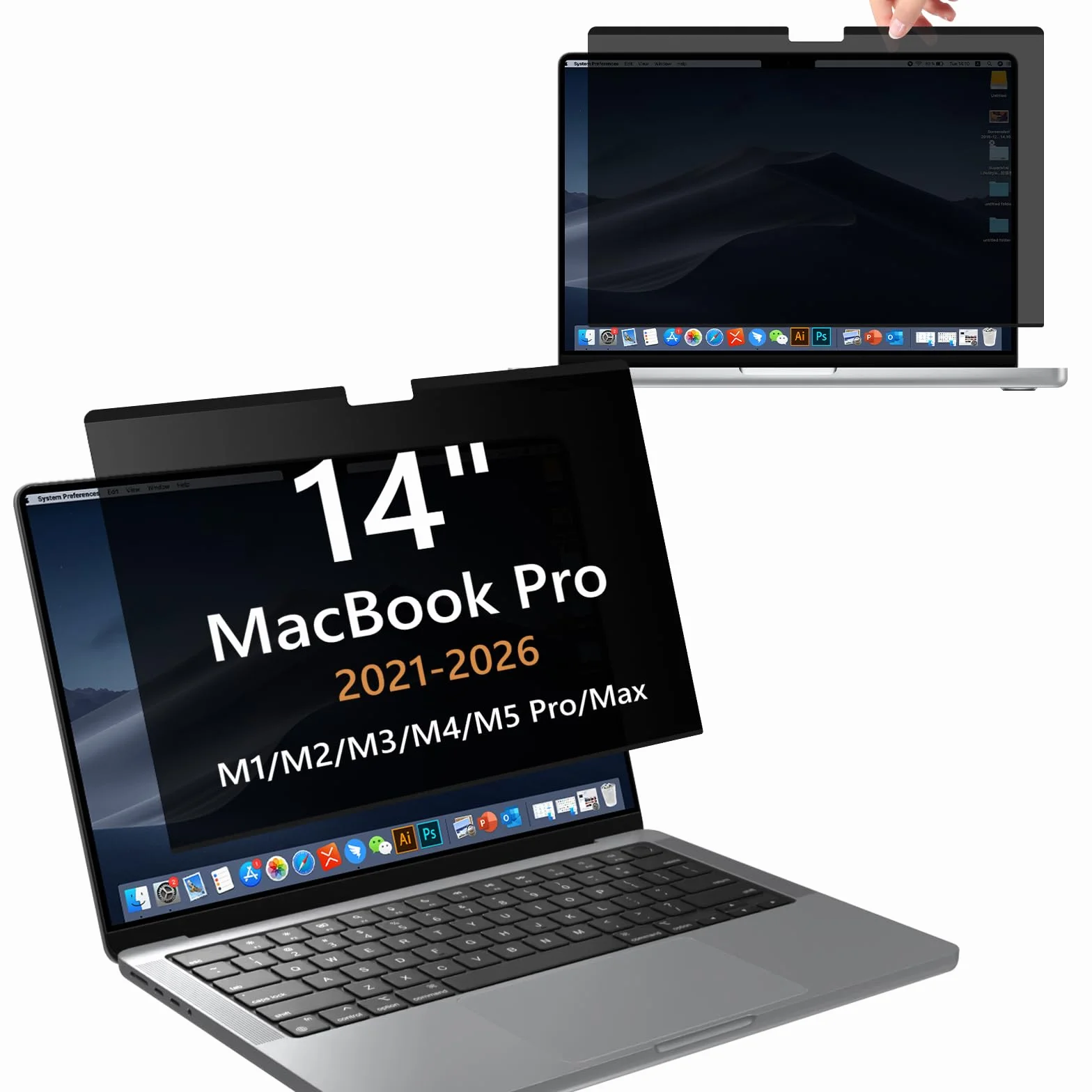 MacBook PRO 14 Pollici 2026 M5 PRO/Max, 2025～2021 (M5/M4/M3/M2/M1 PRO/Max) Filtro Magnetico Privacy, Pellicola Protettiva Rimovibile Schermo, Anti Luce Blu Antiriflesso, Anti-Spia