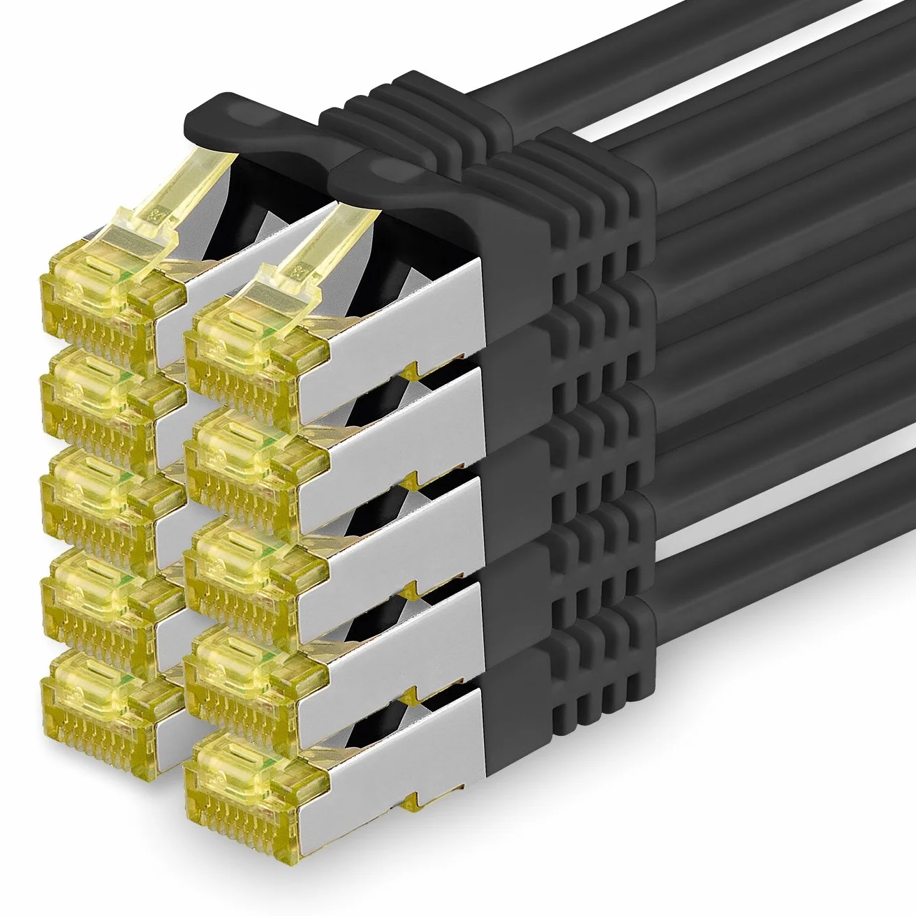 1aTTack.de Cavo di rete Ethernet Lan Cat.7 SFTP spina RJ45 Cat6a doppia schermatura 10000 Mbit/s compatibile con Cat5 Cat6 Cat6a Cat8 per switch Router Modem Patchpanel Nero / 10 pz 1,5m