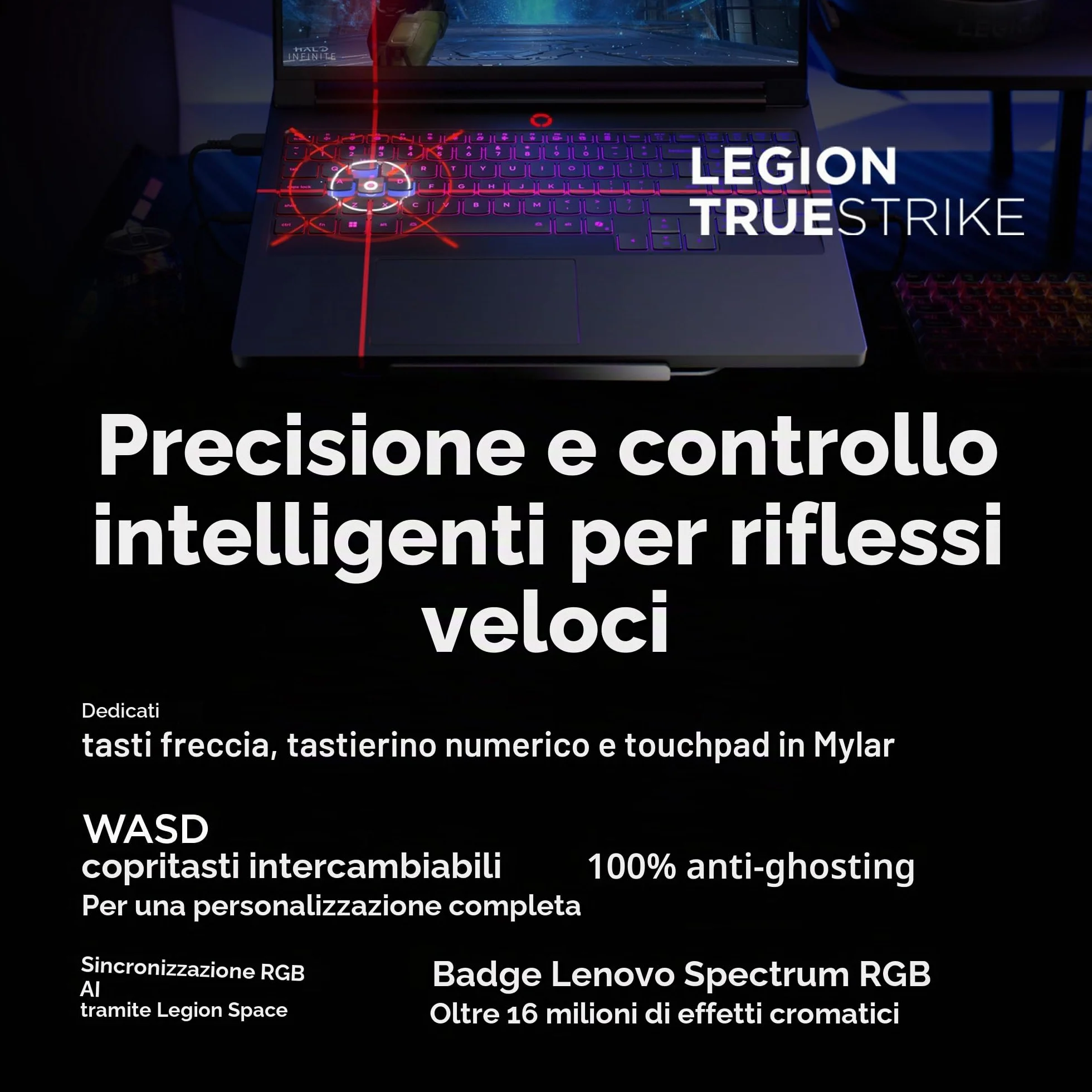 Lenovo Legion Pro 7i – Notebook da Gaming con Intelligenza Artificiale – Intel® Core Ultra 7 255HX – Display OLED WQXGA PureSight da 16" – 240Hz – NVIDIA® GeForce RTX™ 5070 Ti – Memoria 32GB