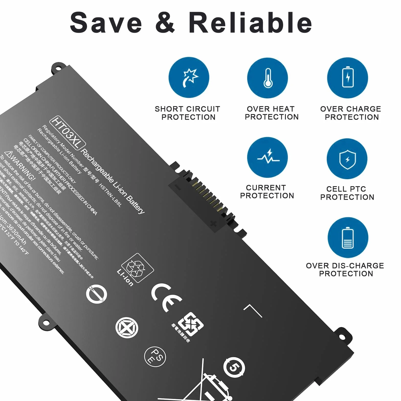 HT03XL L11119-855 - Batteria per laptop HP Pavilion 250 G7 255 240 G7 340 G5 348 G5 X360 15-CS 15-CW 15-DA 15-CR 15-CU15-DB 15-DW 17-CA 14 -CE 14 4-CtF1 4-DF HSTNN-LB8L HSTNN-LB8M Batteria di ricambio