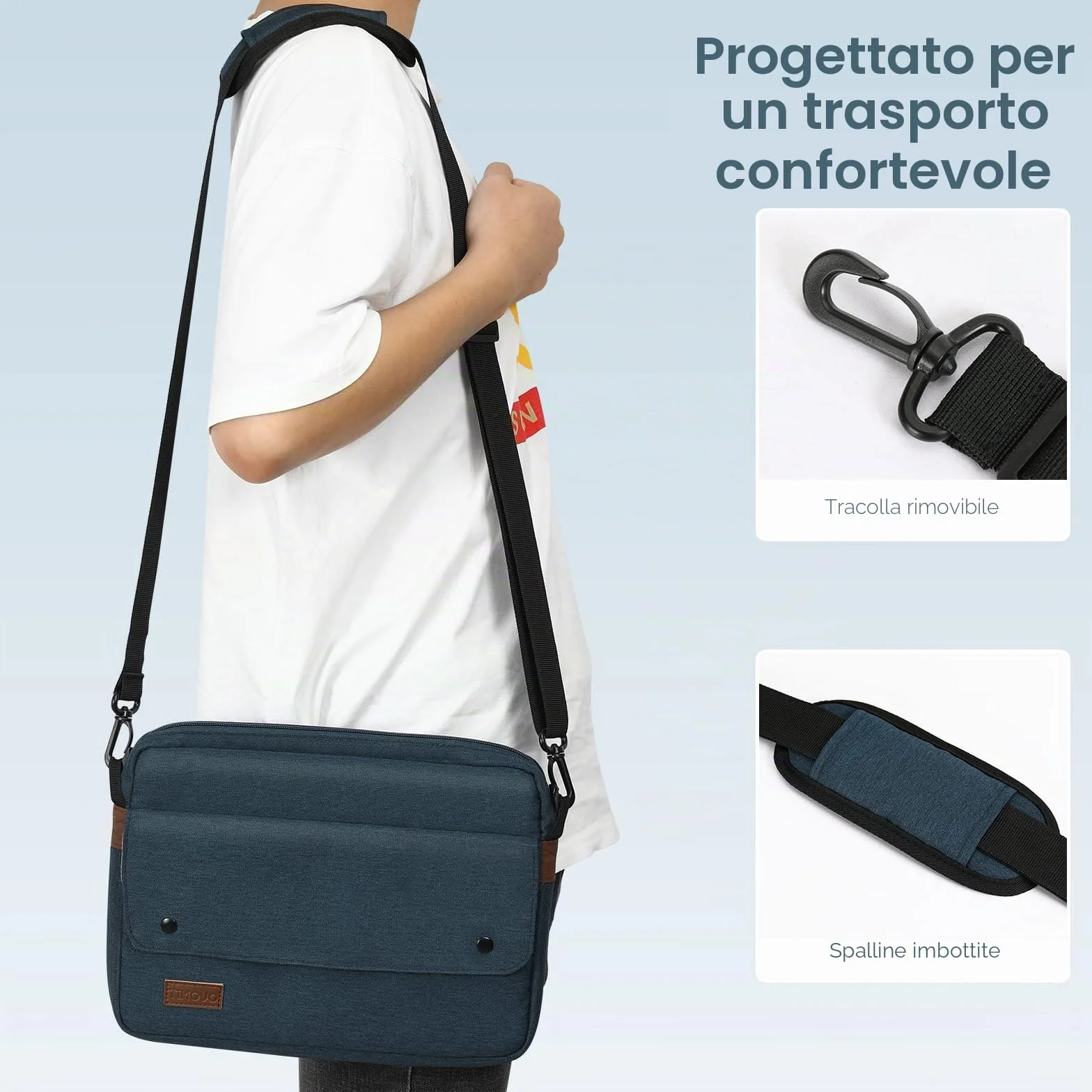 TiMOVO 9-11" Custodia per Tablet con Tracolla per iPad 10a Gen. 10.9", iPad 9a/8a/7a Gen. 10.2", iPad Air 11/Air 5a/4a Gen. 10.9", Galaxy Tab A9+/A9 Plus 11", Indaco