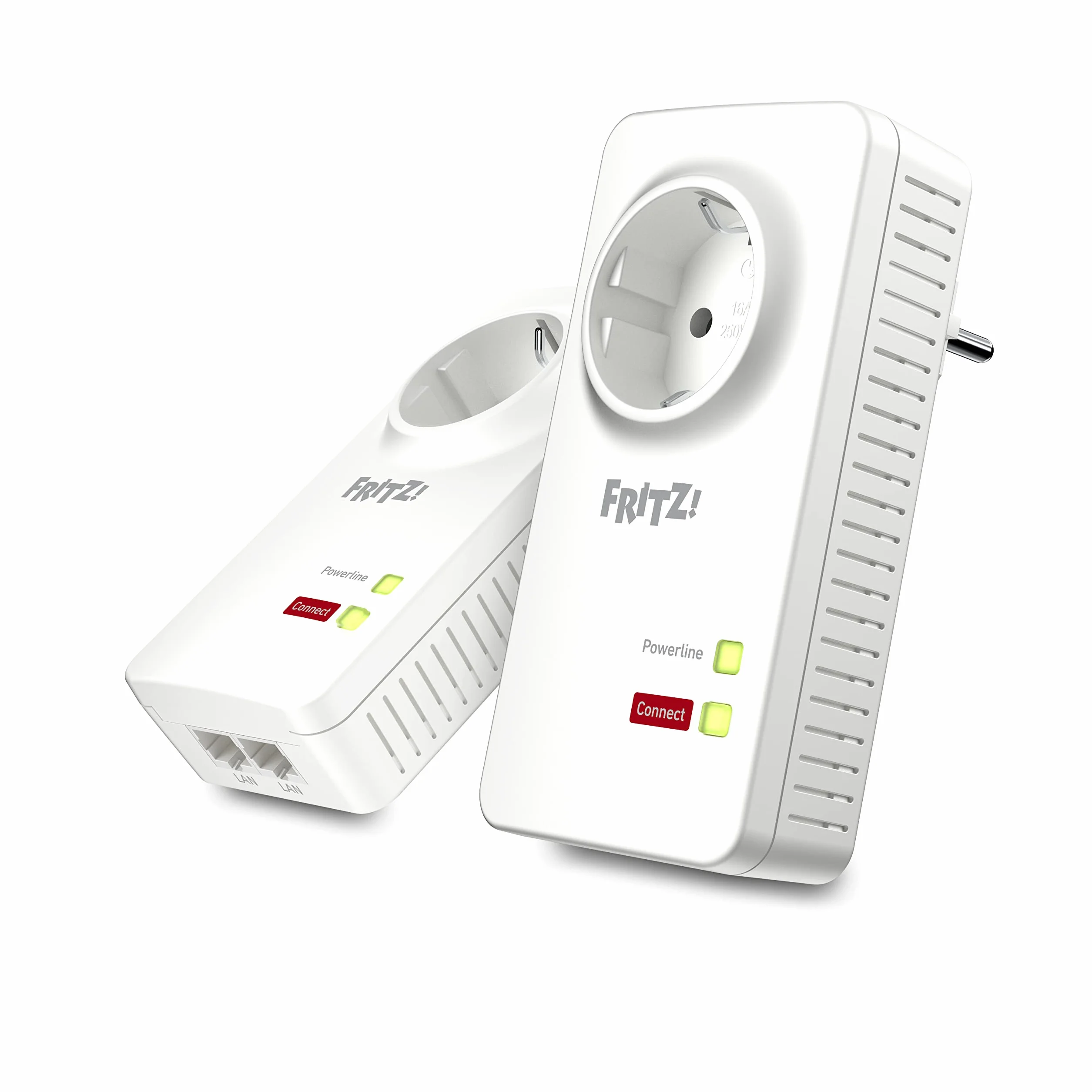 FRITZ!Powerline 1220 Set Kit di 2 Adattatori con Presa Passante, Fino a 1200 Mbps, 2 Porte LAN Gigabit, Plug and Play, Eco Mode, Istruzioni in Italiano