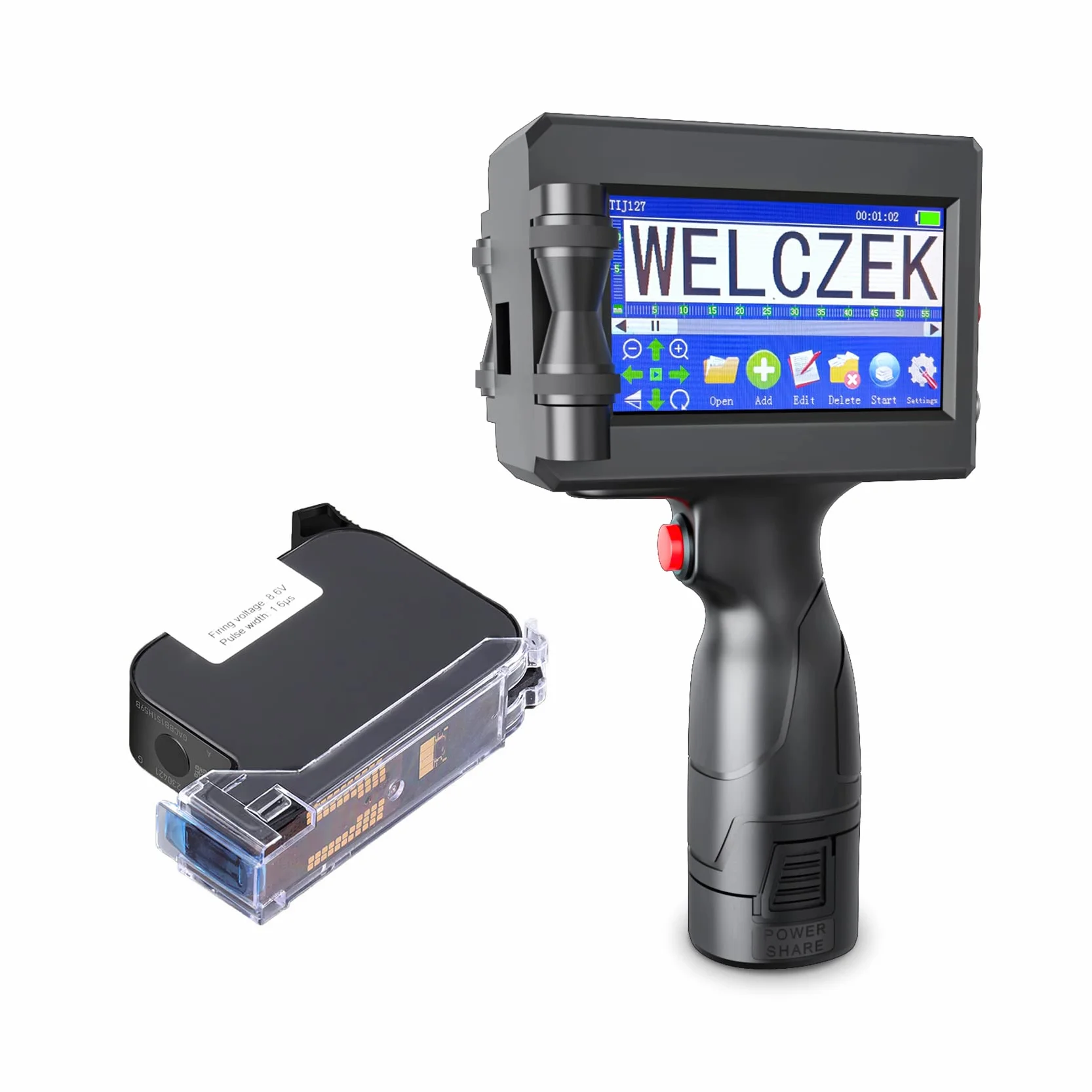 Stampante Palmare Portatile a Getto d'Inchiostro 4,3 Pollici Touch Screen per Logo, Data, QR Code, Codice a Barre