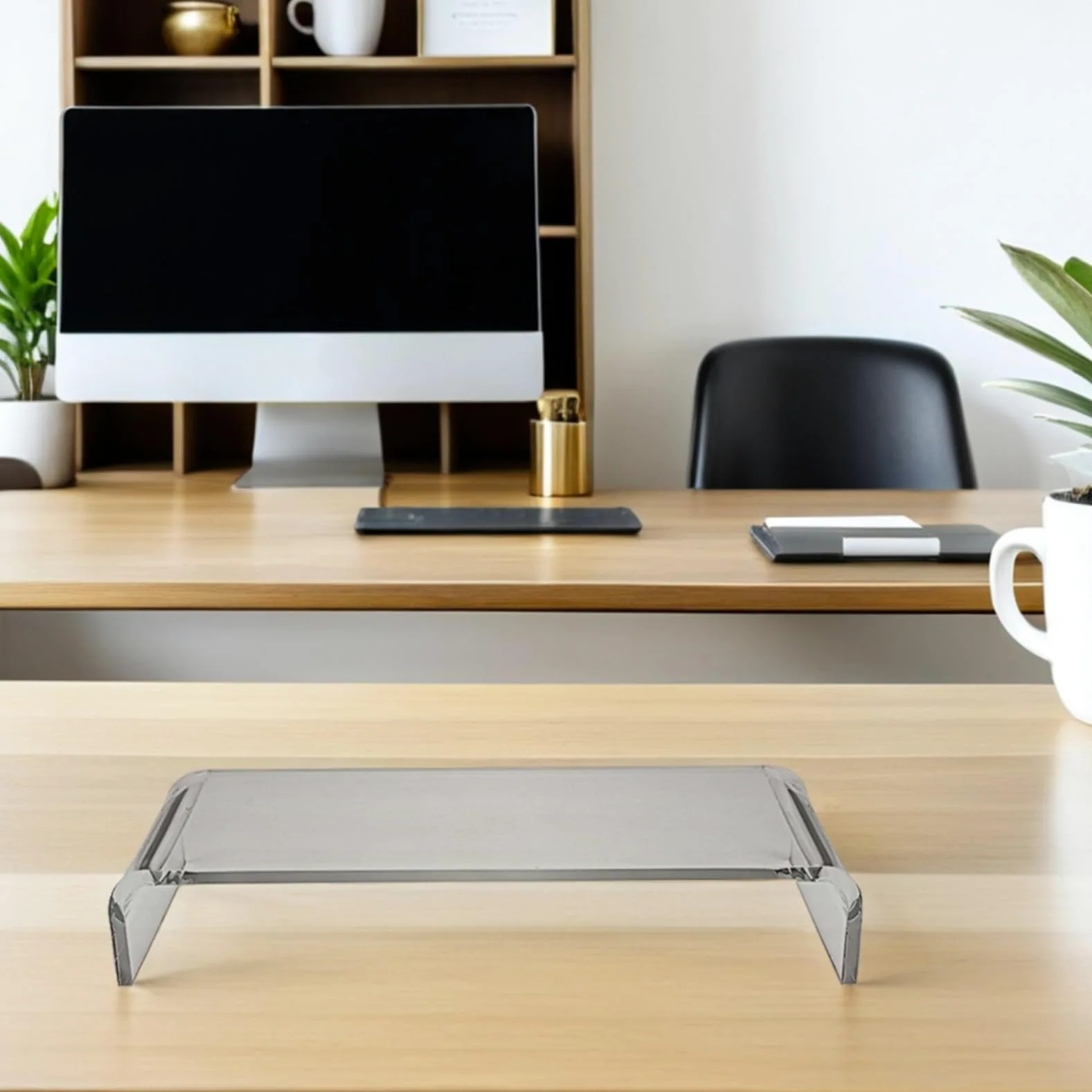 BESPORTBLE per Monitor Previene la Postura Scorretta 2 in 1 Copritastiera Antiscivolo in Acrilico Trasparente e Migliora L'efficienza Lavorativa per Ufficio e Casa