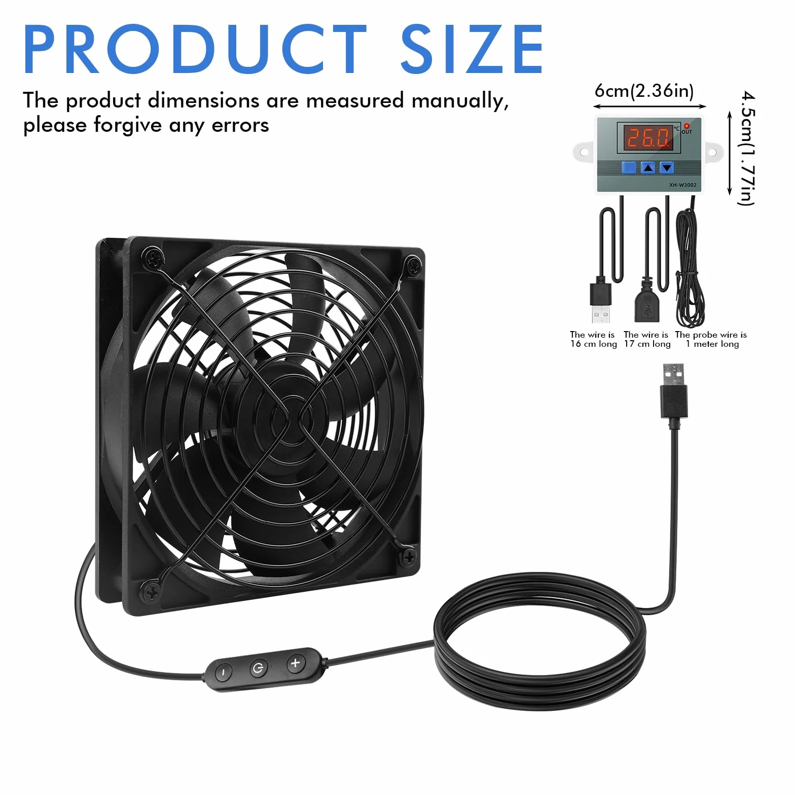 Ventilatore da 120 mm con controllo della velocità 220 V, ventola di raffreddamento con regolatore di temperatura digitale, 10 velocità regolabili, ventola di scarico silenziosa per