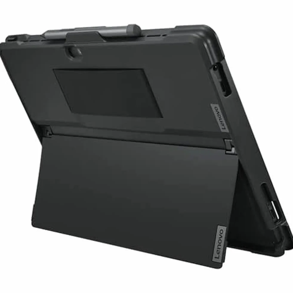 Lenovo Custodia per tablet Lenovo – Nero – Resistente agli urti, antigraffio, antiurto, resistente alle cadute, cinturino in silicone, esterno in poliuretano termoplastico, esterno in policarbonato