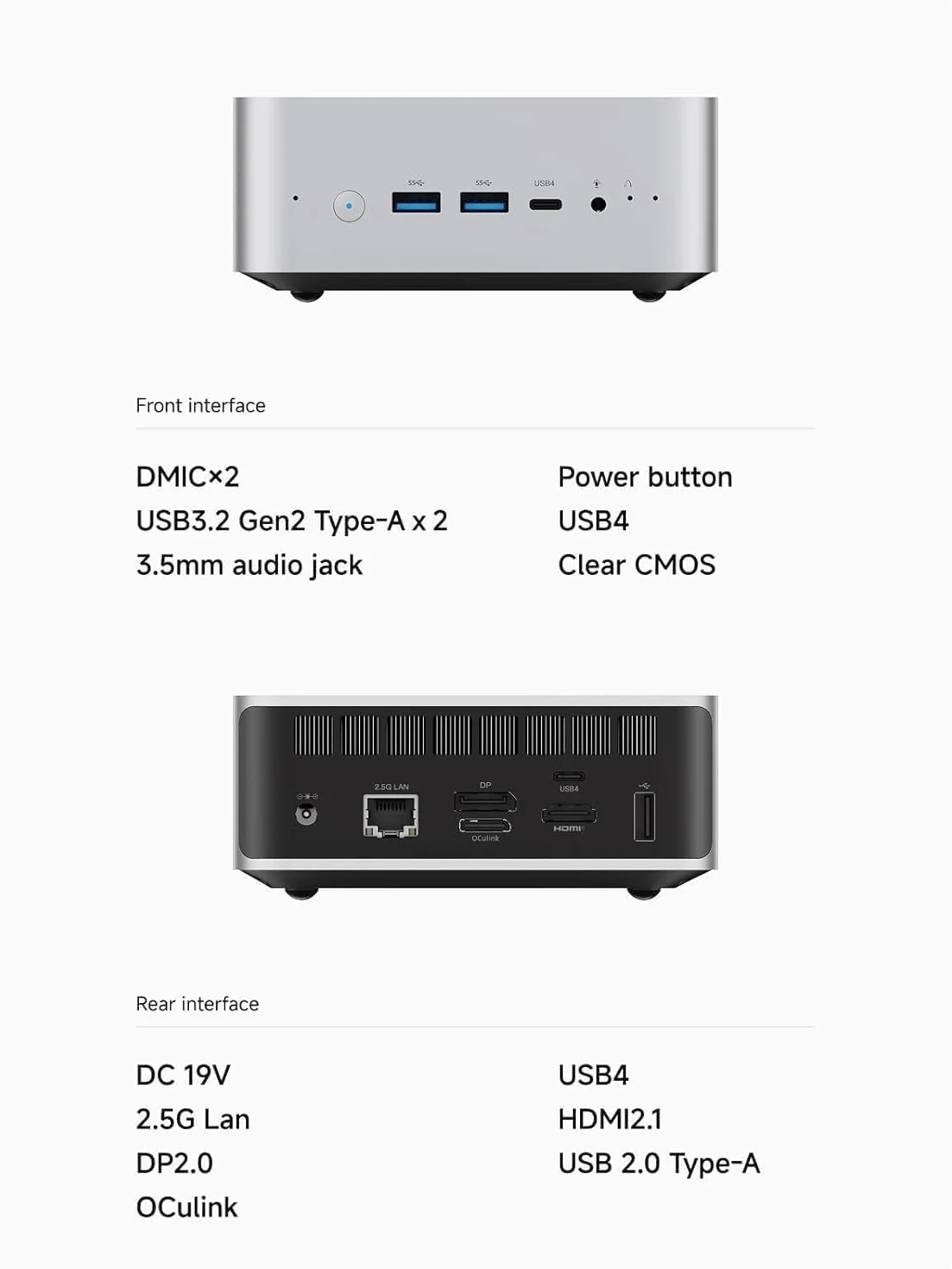 MINISFORUM AI X1-255 Mini PC AMD Ryzen 7 255 32GB DDR5 RAM 512GB SSD M.2 HDMI DP USB4 LAN 2.5G Wi-Fi 7 Bluetooth 5.4 OCuLink