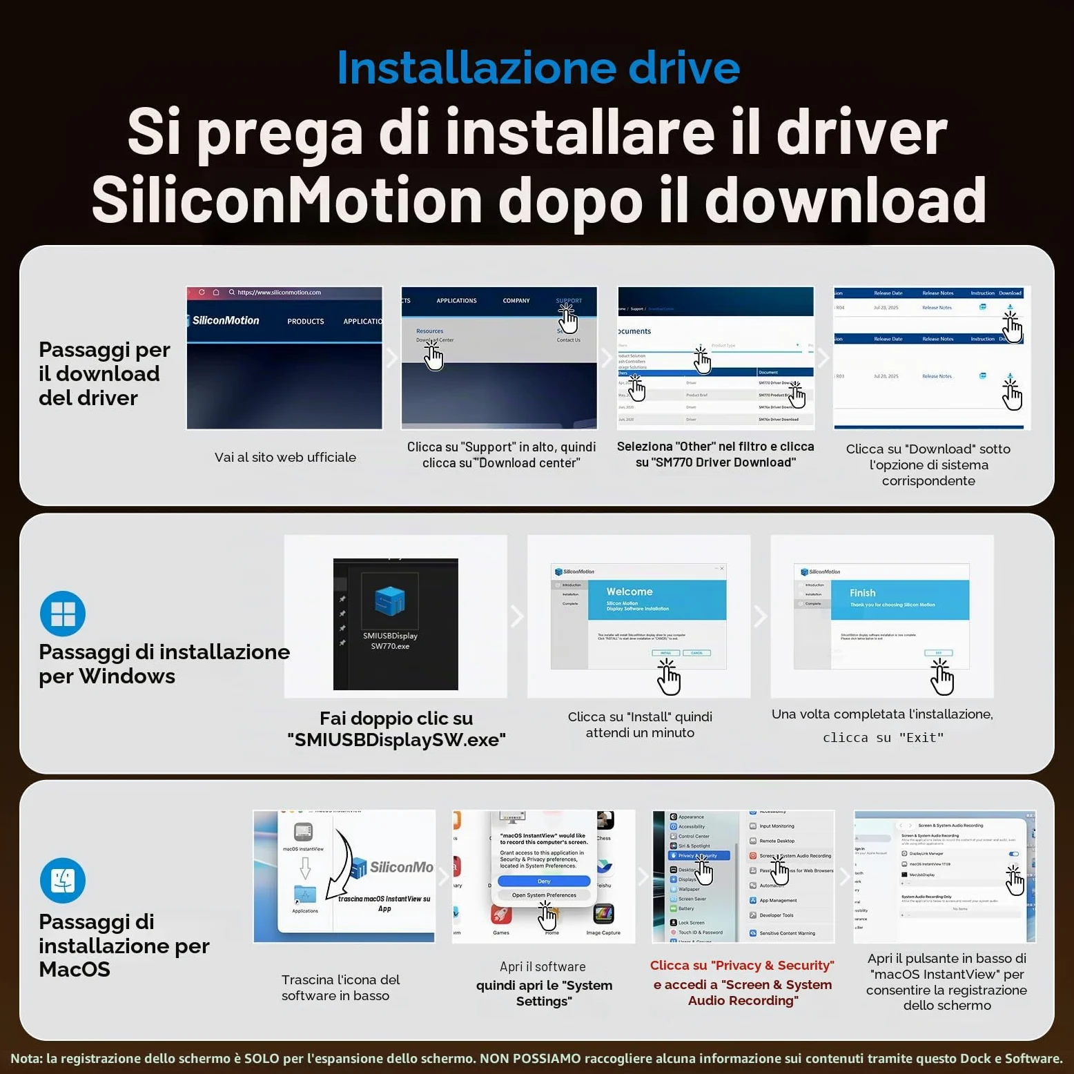 19-in-1 Triple Display Docking Station with Dual Stand, 3*HDMI, 2DP | Laptop Docking Station 3 Monitors con PD 100W, 10Gbps USB-C/A, Ethernet, per MacOS e Win (Driver Richiesto)