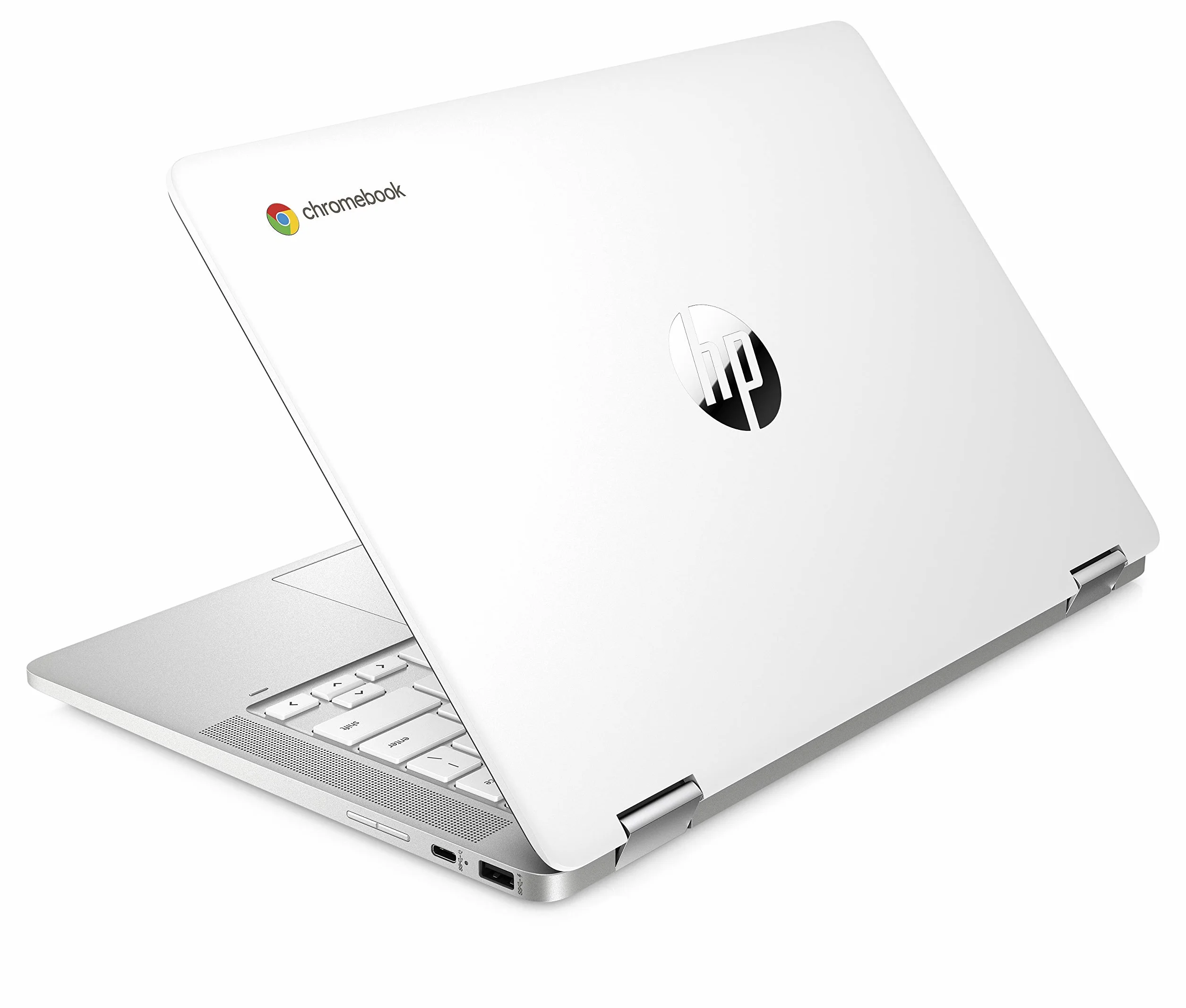 HP Chromebook x360 - Computer portatile da 14" Touch, Intel Celeron N4120, 4 GB DDR4 di RAM, 64 GB eMMC, Intel UHD Graphics 600, Sistema operativo ChromeOS, Tastiera QWERTZ, Germini, Bianco