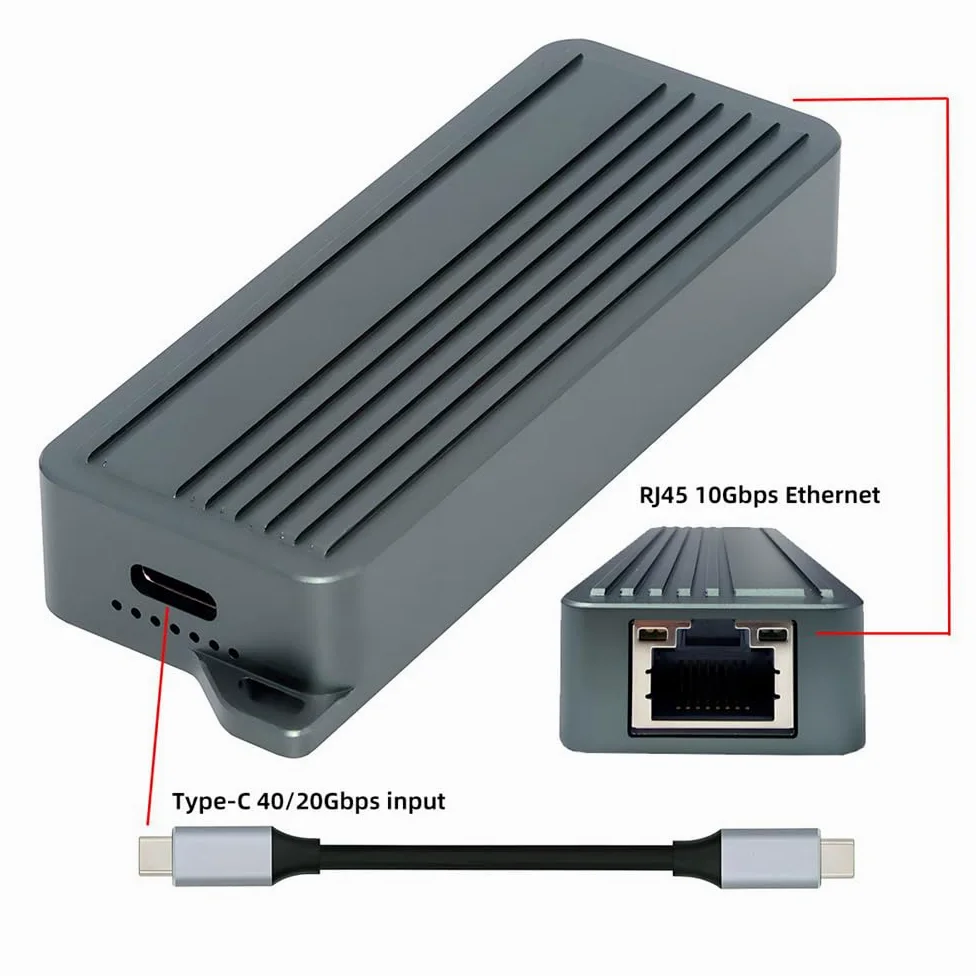 xiwai Type-C USB4 USB3.2 Gen2 USB-C a 10 Gbps GBE Gigabit 10000 Mbps Ethernet Network 5 Gbps 2.5 Gbps Cavo adattatore LAN RTL8159 per laptop desktop NAS