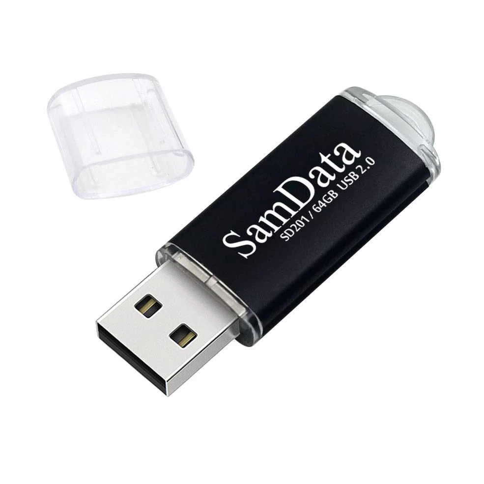 SamData Chiavetta USB da 64 GB, confezione da 5 unità USB 2.0, con indicatore LED, colore nero, confezione da 5