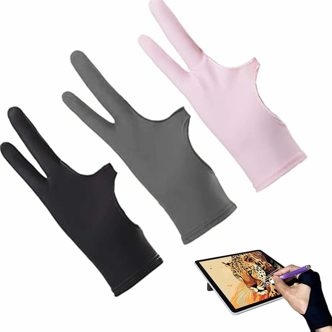 3 Pezzi Drawing Gloves For Graphic Tablets, Elastic Windproof Glove For Graphic Tablets, Pen, Monitor, Antifouling, Drawing, Elastic, Suitable For Right And Left Hand, For Digital Artists