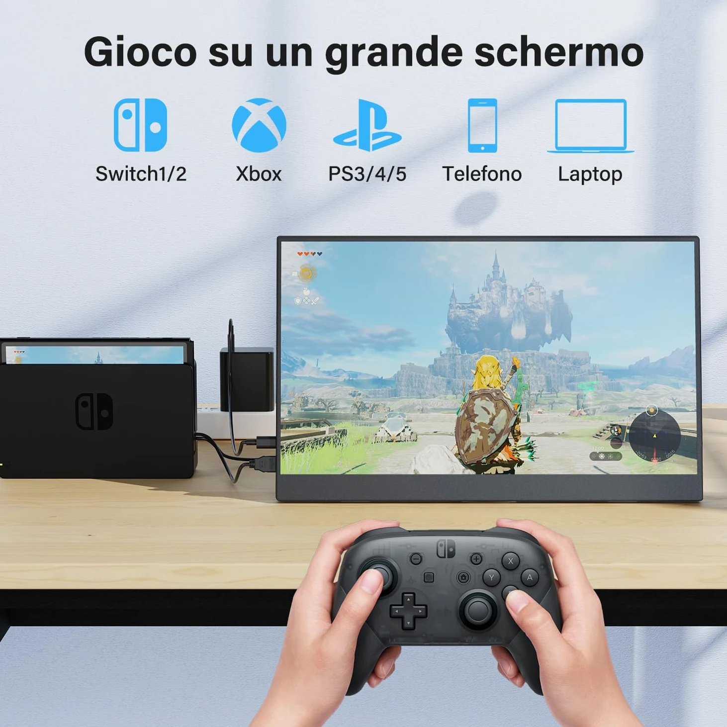 MAGICRAVEN Monitor Portatile 15,6 Pollici 1080P FHD IPS Schermo Portatile PC, Portable Monitor USB C HDMI Monitor Portatile per Laptop/PC/Mac/Telefoni/Switch con Supporti Plug e Play