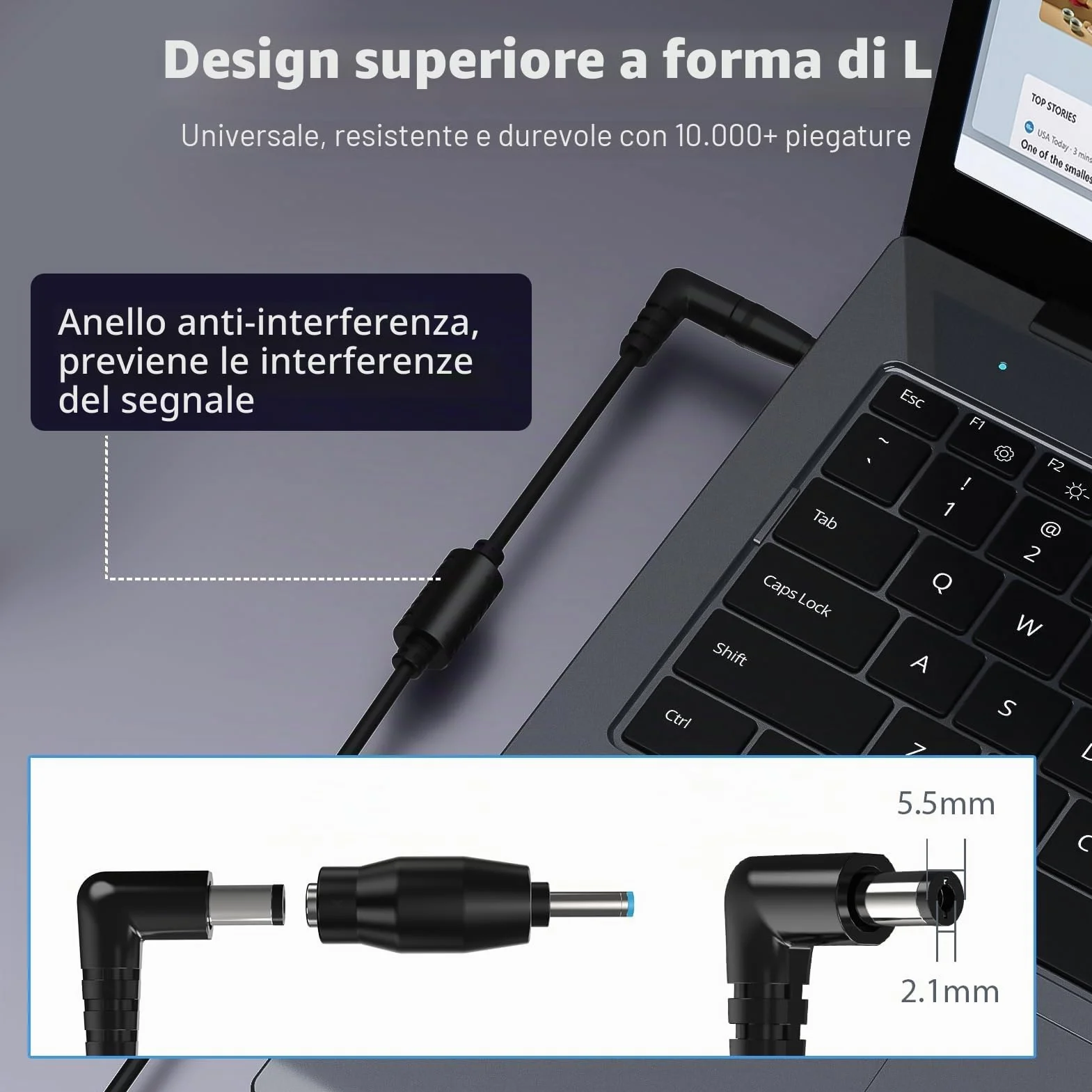 90W Caricatore Universale Notebook per PC Portatile – Compatibile con HP, ASUS, Lenovo, Dell, Acer, Toshiba, Sony, Samsung – 18.5V-20V, 4.74A Max, 15 Connettori (Senza USB-C)