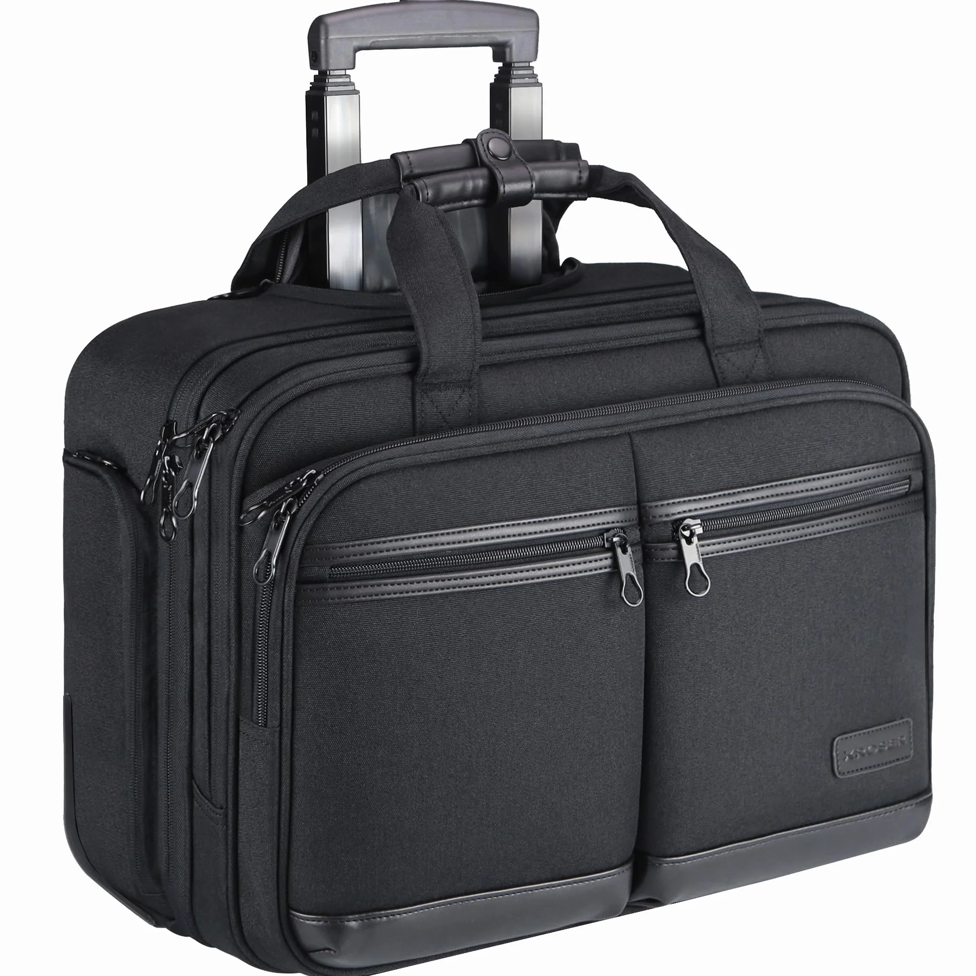 KROSER Trolley Business Rolling Laptop Case con ruote fino a 17,3 pollici, impermeabile, con tasche RFID per viaggio/scuola/uomo/donna, colore nero