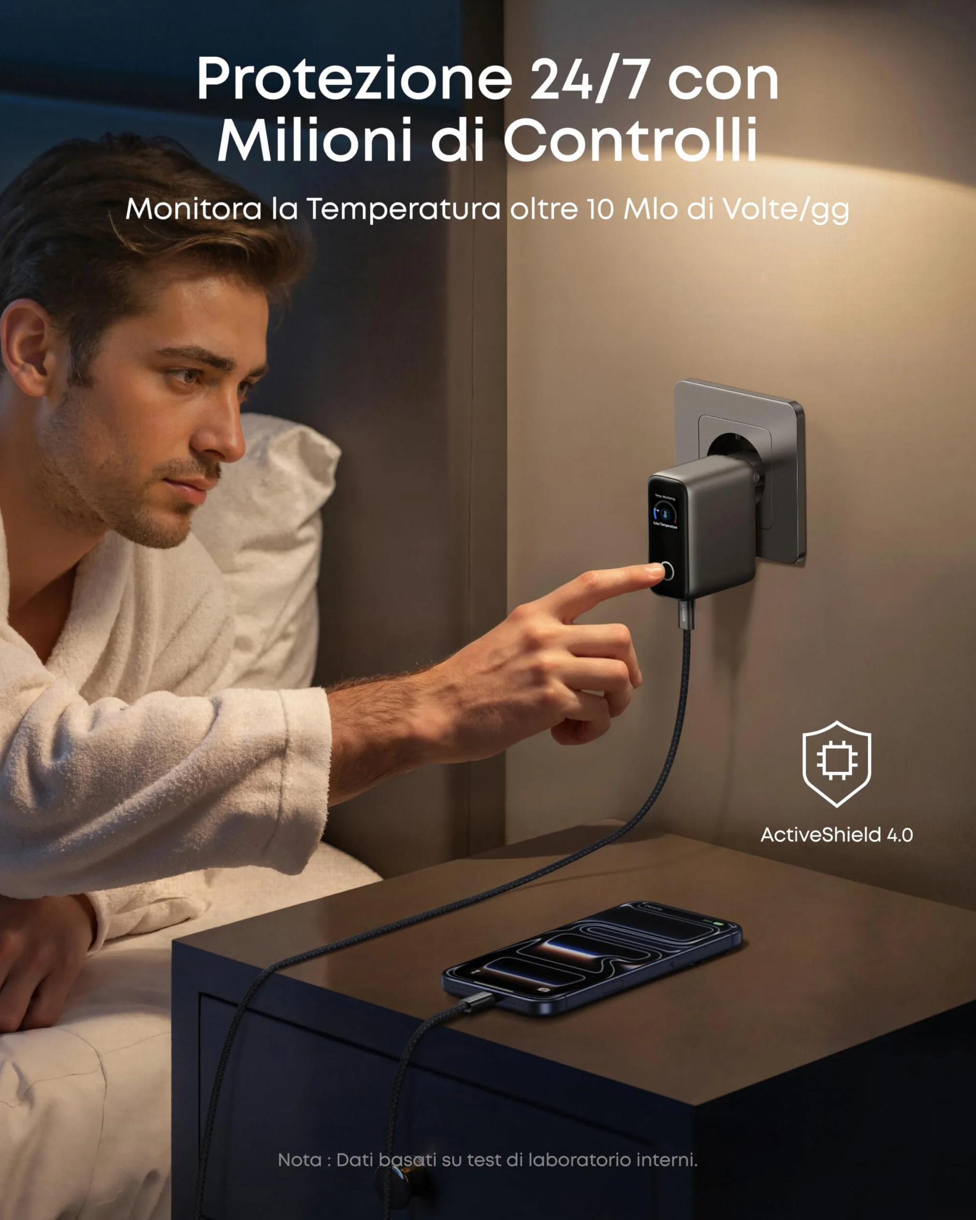 Anker Nano Caricatore USB C 100W, GaN a 3 Porte e Ultra Compatto, Display Intelligente e Controllo Touch, per iPhone 17 Pro Max/16/15, Samsung S25 Ultra, MacBook Air/Pro, e Altri (USB C Cavo Iincluso)