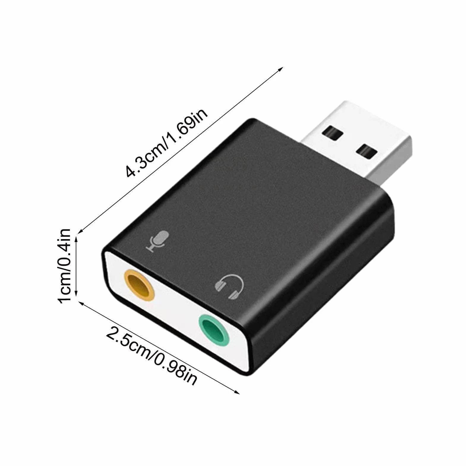 Scheda audio USB – Adattatore audio da 3,5 mm | Convertitore stereo esterno Plug Play, interfaccia in lega di alluminio, jack per microfono per cuffie, compatibile con computer portatile desktop