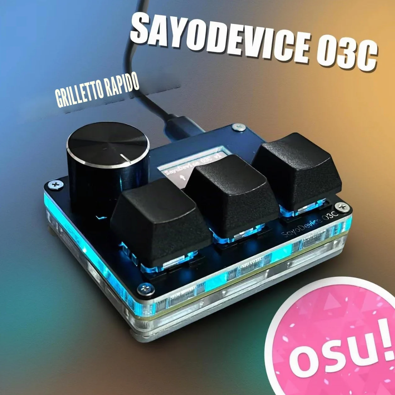 BTXETUEL con tastiera SayoDevice O3C OSU con rilascio rapido, interruttore Hall, interruttori lineari magnetici, pulsante e schermo, copia-incolla, scorciatoia, macro hotswap-mini