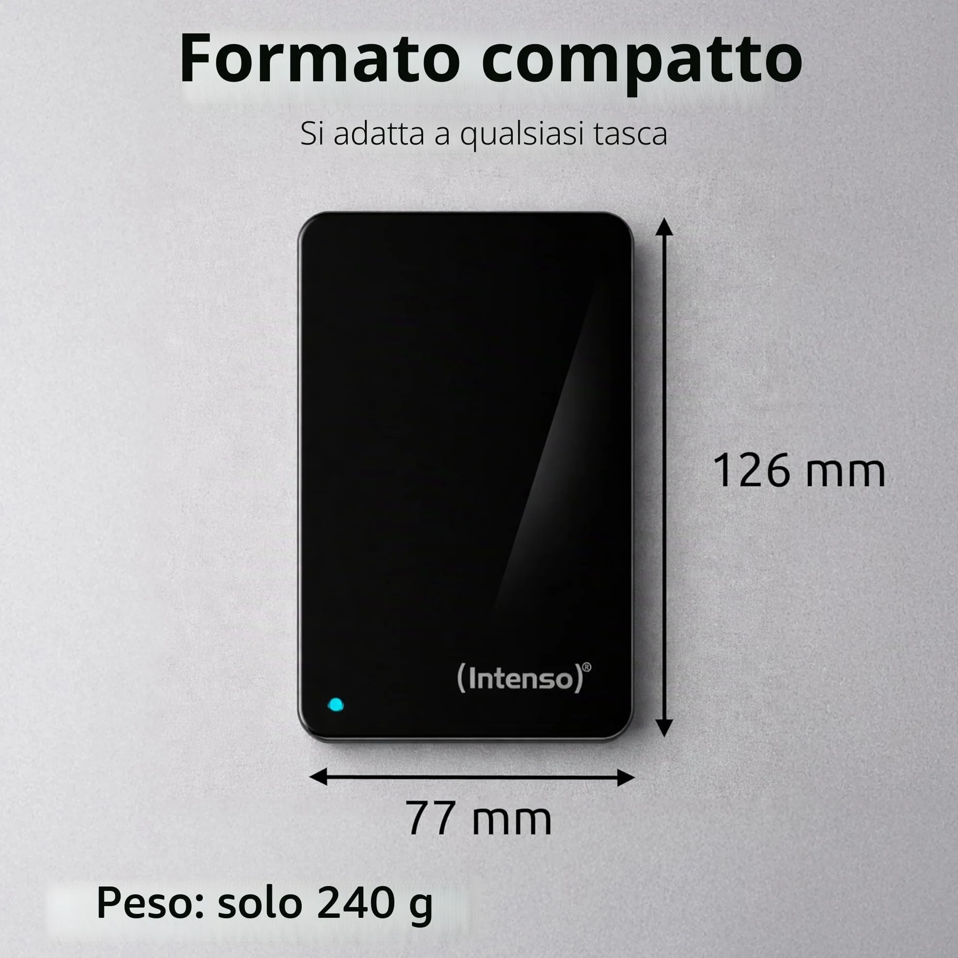 Intenso 6021513 Memory Case - Hard Drive portatile 5 TB, 2.5", USB 3.0, 5400 RPM, 8 MB di cache, nero
