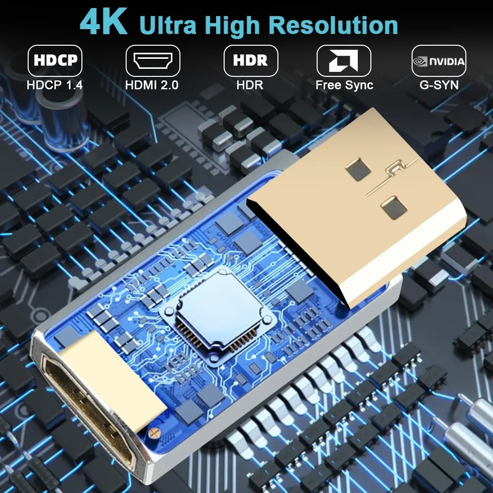 AXFEE 2 Pezzi Adattatore DisplayPort a HDMI 4K, Risoluzione 4K@30hz DP Maschio a HDMI Femmina Convertitore, hdmi Adattatore Displayport, per HDTV, Monitor, Proiettori, Portatili, Desktop