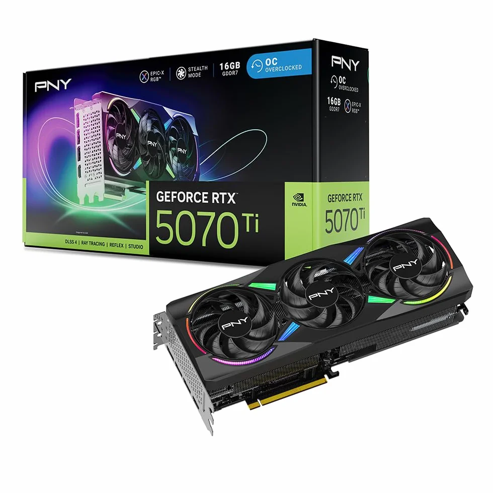 PNY Scheda Grafica GeForce RTX™ 5070Ti 16GB ARGB OC DLSS 4 Tripla Ventola