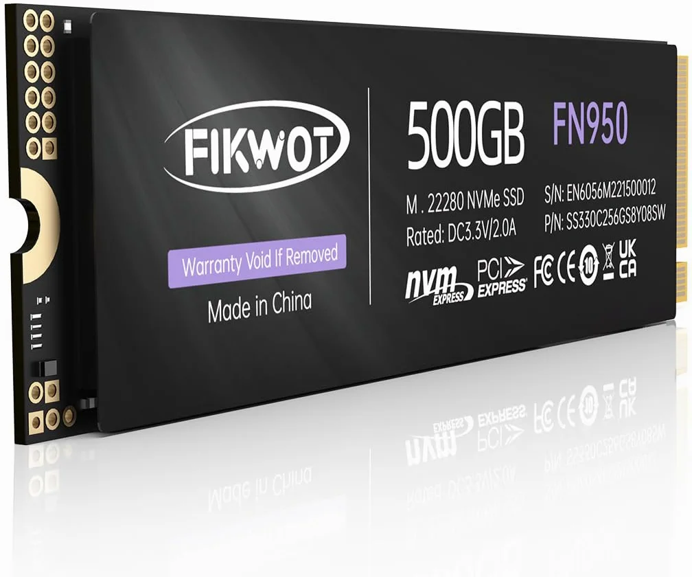 Fikwot FN950 500GB NVMe SSD PCIe Gen4x4 M.2 2280, lettura fino a 5000 MB/s, configurazione cache SLC, unità a stato solido interna per desktop portatile PS5