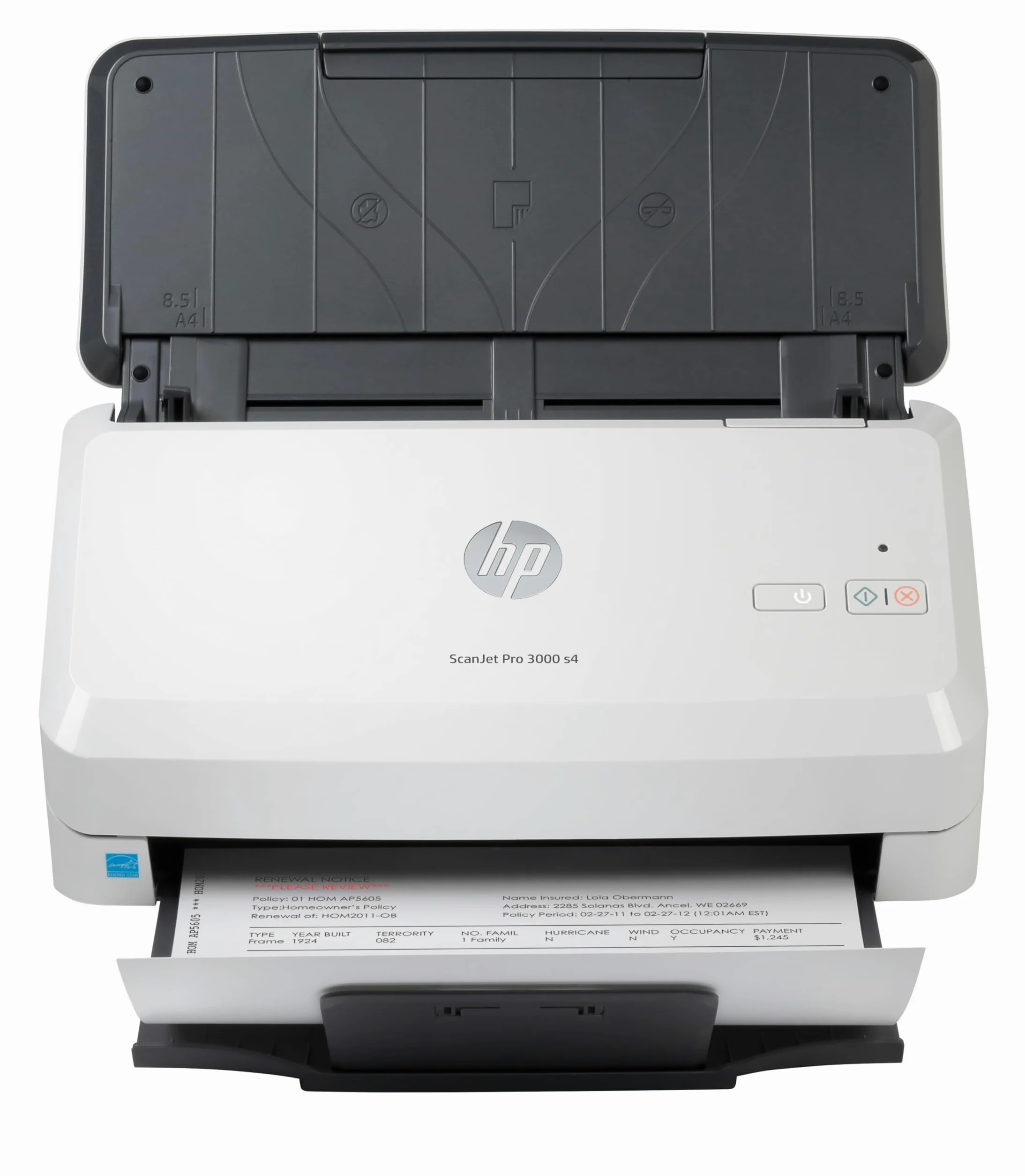 HP ScanJet Pro 3000 s4 6FW07A, Scansione fronte e retro in un solo passaggio, 40 ppm e 80 ipm, Professionale per Documenti e Immagini, Compatto, piccolo e sottile, HP Scan, Bianco
