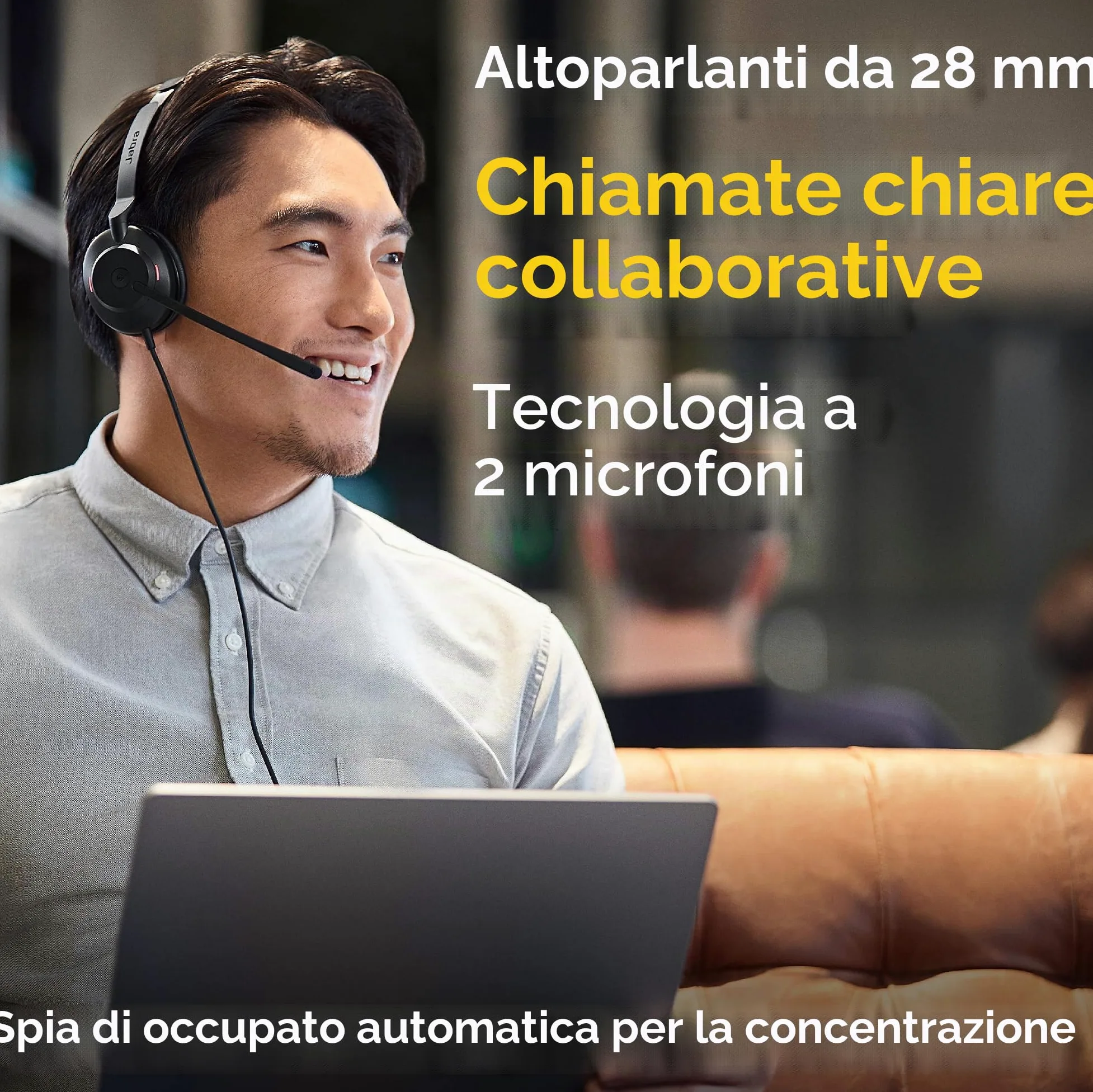 Jabra Evolve2 30 MS Cuffie cablate, USB-A, stereo, nero – Leggero auricolare portatile con 2 microfoni incorporati – Cuffie da lavoro con audio superiore e comfort affidabile