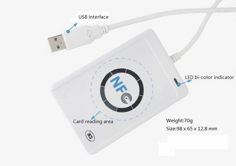 Lettore e scrittore di schede IC contactless NFC ACR122U /USB + SDK + scheda IC
