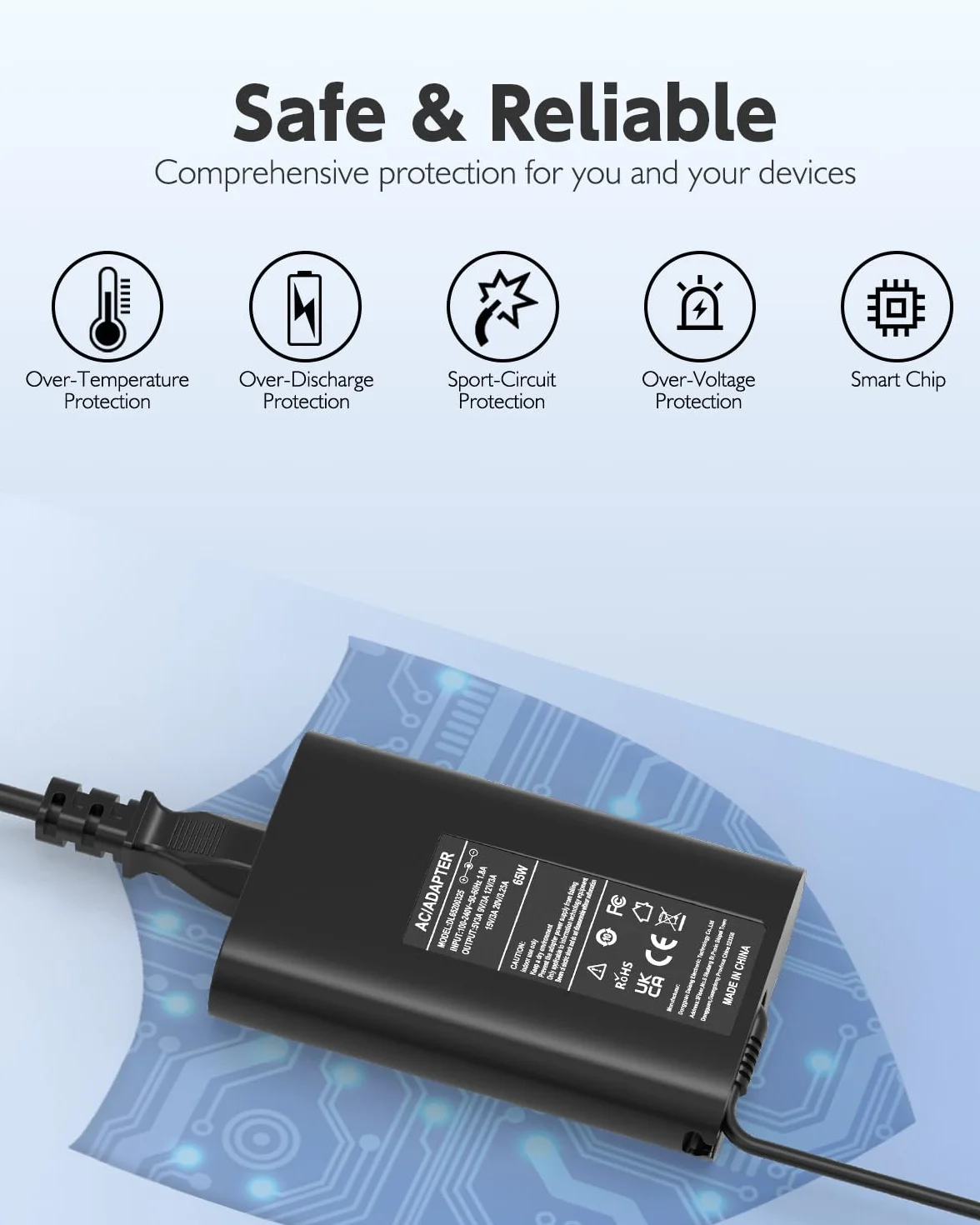 Alimentatore 65W Caricatore Compatibile con Dell Latitude 7490 7480 7290 7280 5590 5580 5490 5480 5290 5500 5400 E7470 E7450 E7440 E7250 E7240 E6440 E6430 E5470 E5450 E5440 Caricabatterie