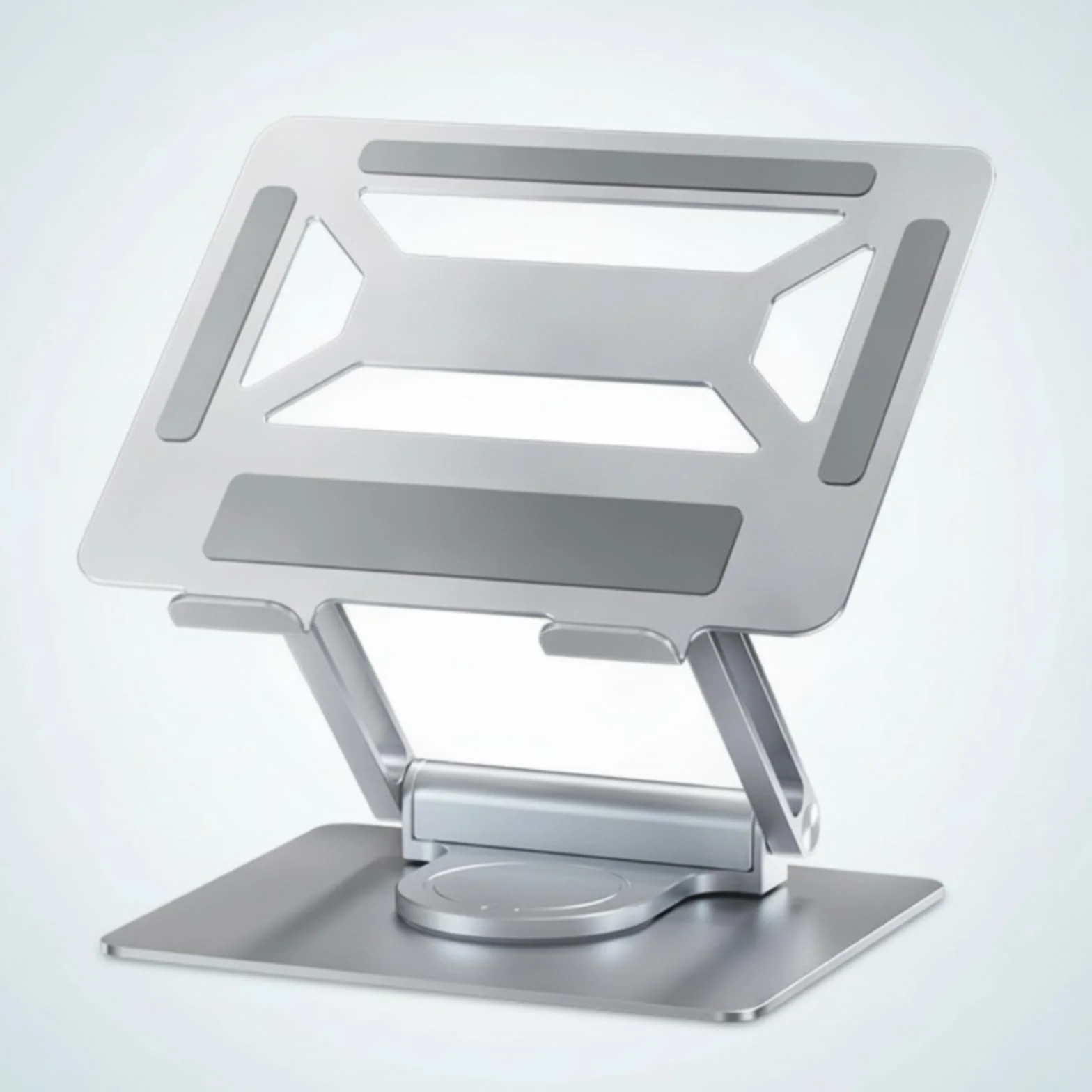 Supporto Laptop con Docking Integrata Supporto Notebook Riser Regolabile Pieghevole Struttura a Snodo in Lega D Alluminio Base Stabile con Usb Adatto per Ufficio, Argento