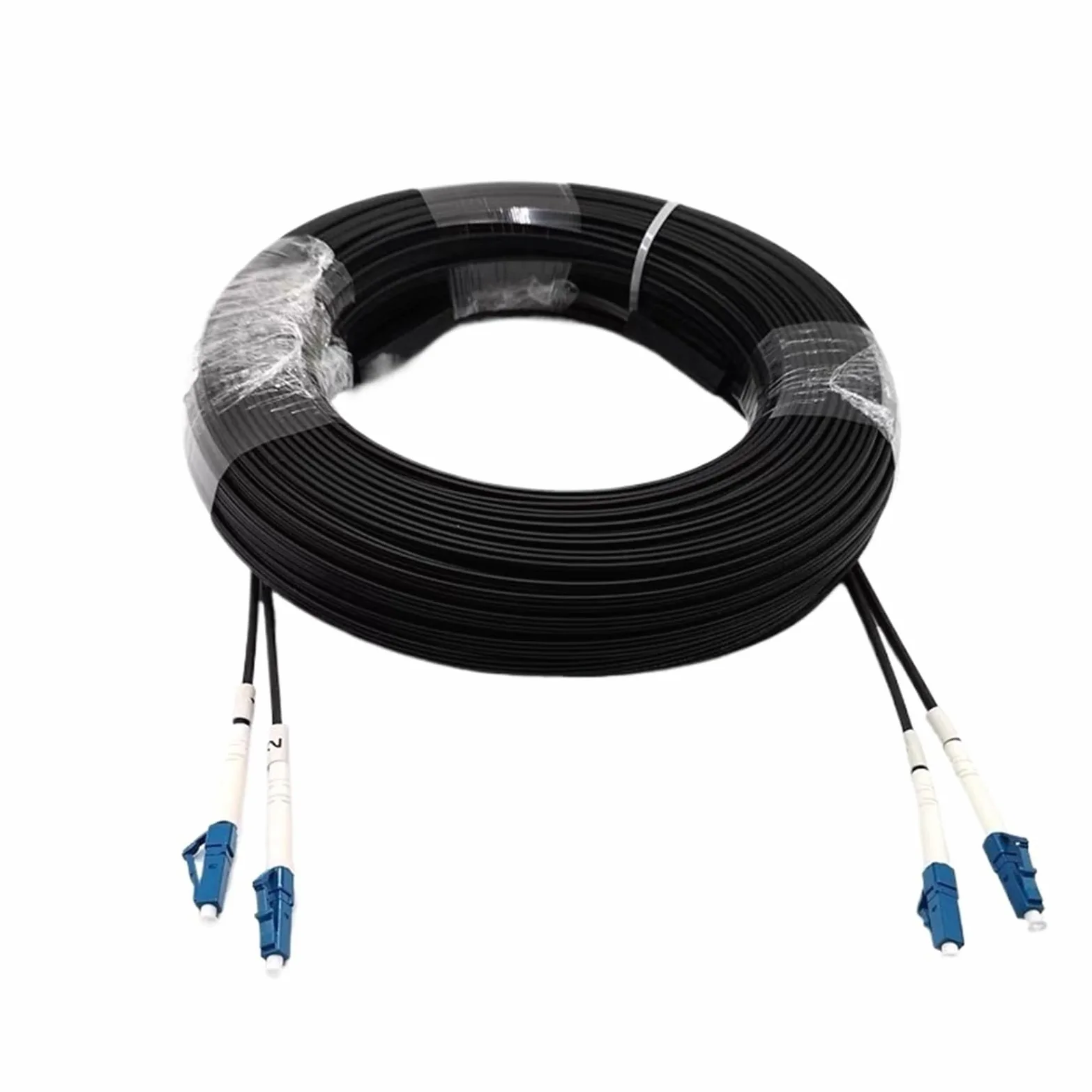 Cavo in fibra ottica FTTH Drop G652D monomodale LC-LC da 10 m a 500 m, 2 core e 2 acciai, for interni, cavo jumper da 100 m a 150 m(100m black)