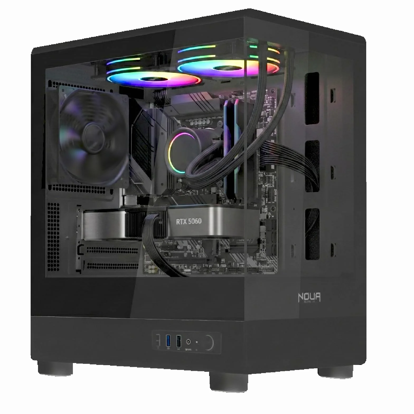 Noua Fobia LK200, Case PC Gaming Micro-ATX, Ventola Nera 120mm, Case Micro Tower per Computer Doppio Vetro Temperato Panoramico, Nero