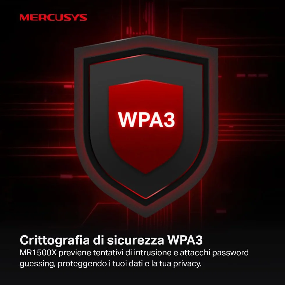 Mercusys TP-Link MR1500X AX1500 Router WiFi 6 Dual-Band, Porta Gigabit, 4 Antenne Ad Alto Guadagno, Parental Control, Rete Ospiti, OFDMA, MU-MIMO, VPN,non supporta xDSL