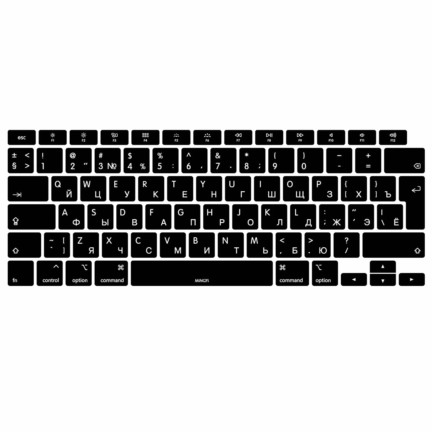 Copritastiera Silicone russo per MacBook Air 13" A2179 (2020), A2337 (M1, 2020–2022) EU/ISO - Nero