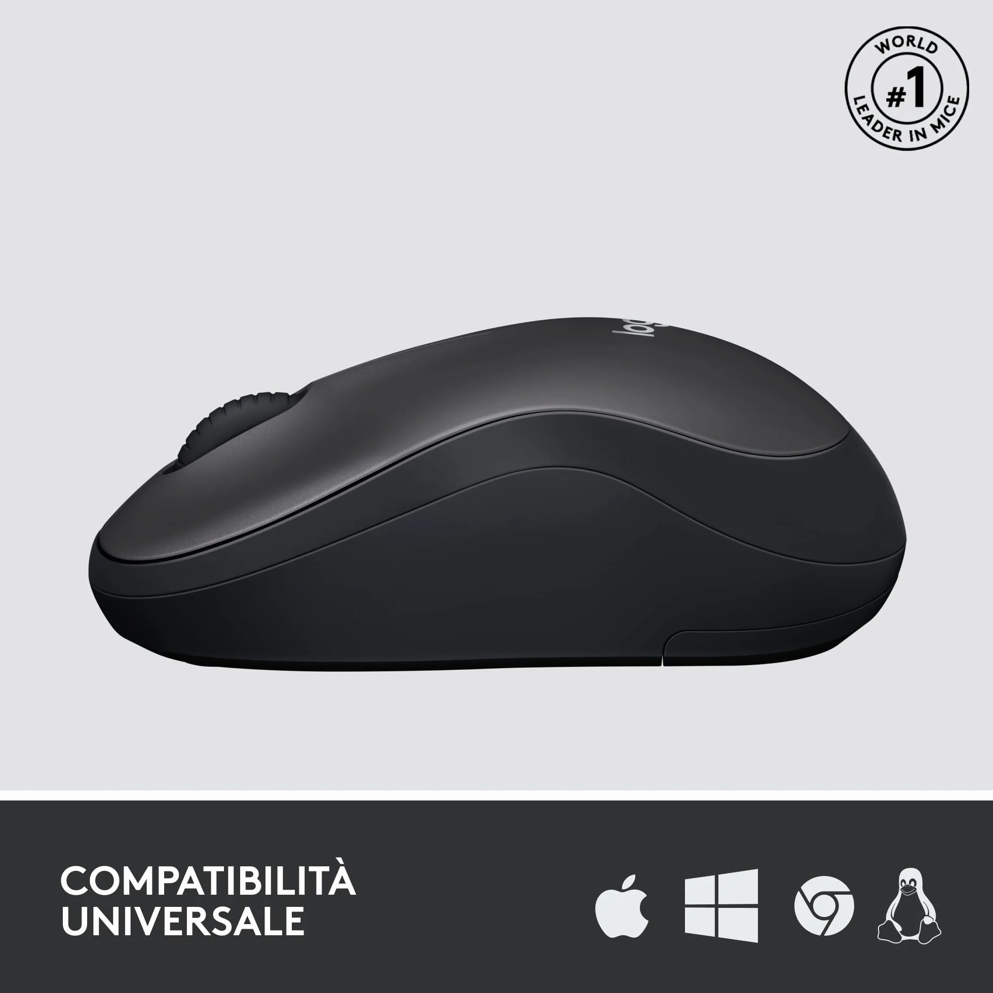 Logitech M220 SILENT Mouse Wireless, 2,4 GHz con Ricevitore USB, Tracciamento Ottico 1000 DPI, Durata Batteria di 18 Mesi, Ambidestro, Compatibile con PC, Mac, Laptop - Grigio