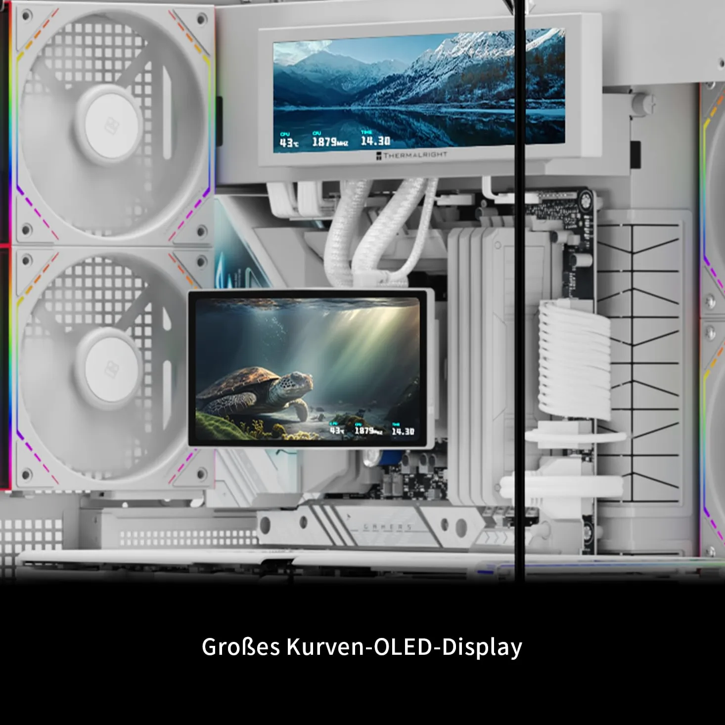 Thermalright Levita Vision 360 ARGB White - Ventola di raffreddamento per CPU AIO, ventola senza fili, schermo curvo con risoluzione di 2400 x 1080, per AM4/AM5, Intel LGA1851/1700, schermo 3D da 6,67